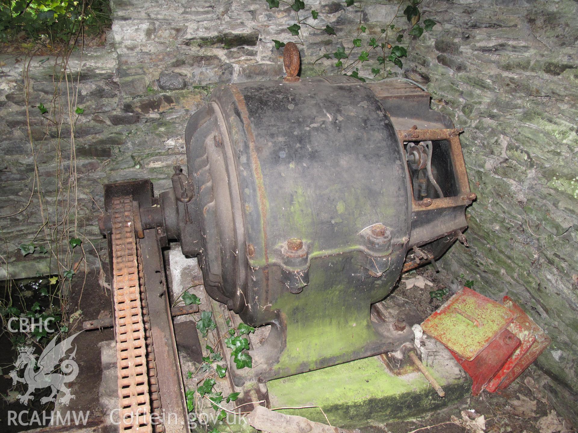 Generator and chain drive at Ceulan Turbine, Talybont.