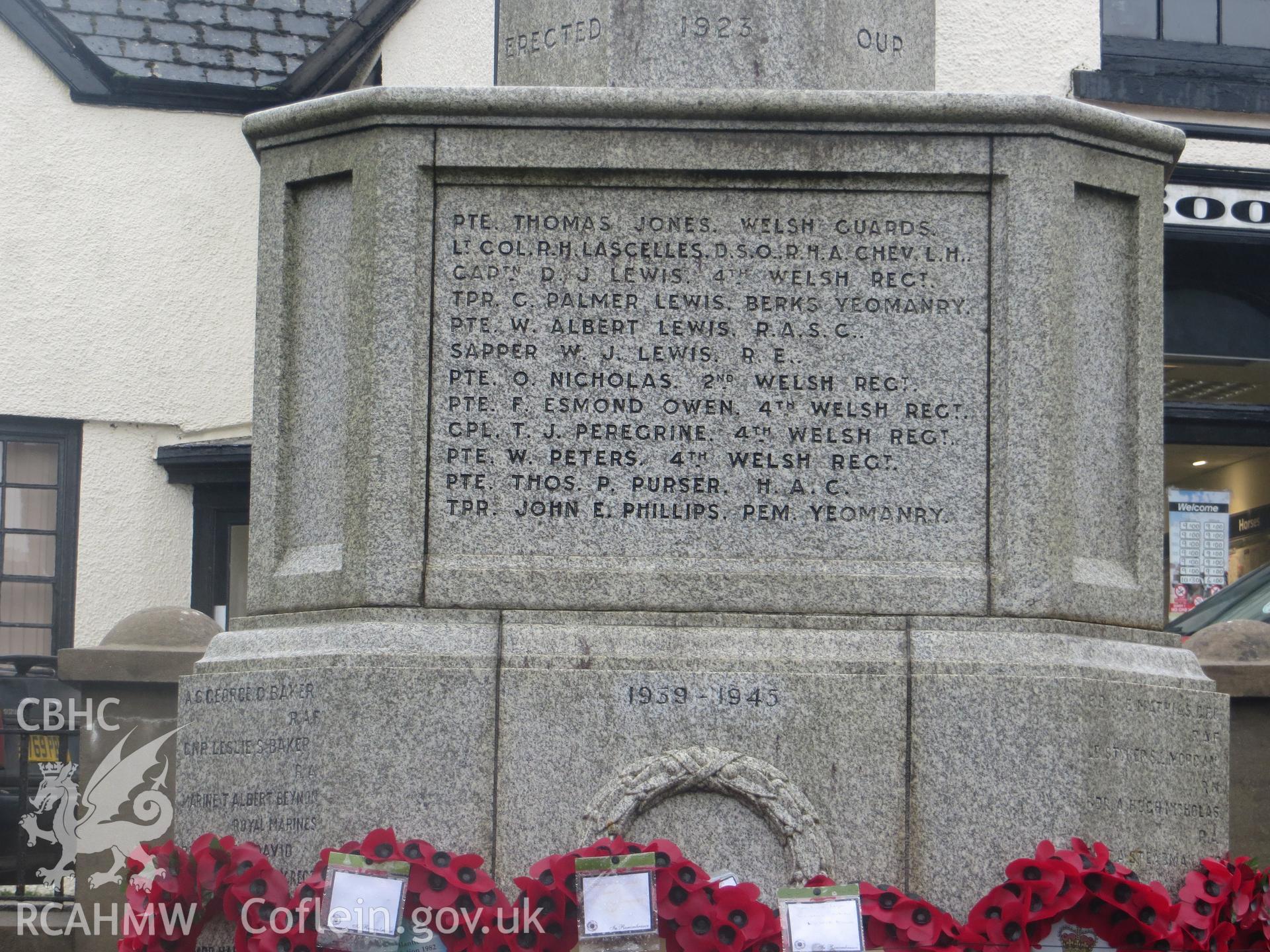 South face of pedestal.