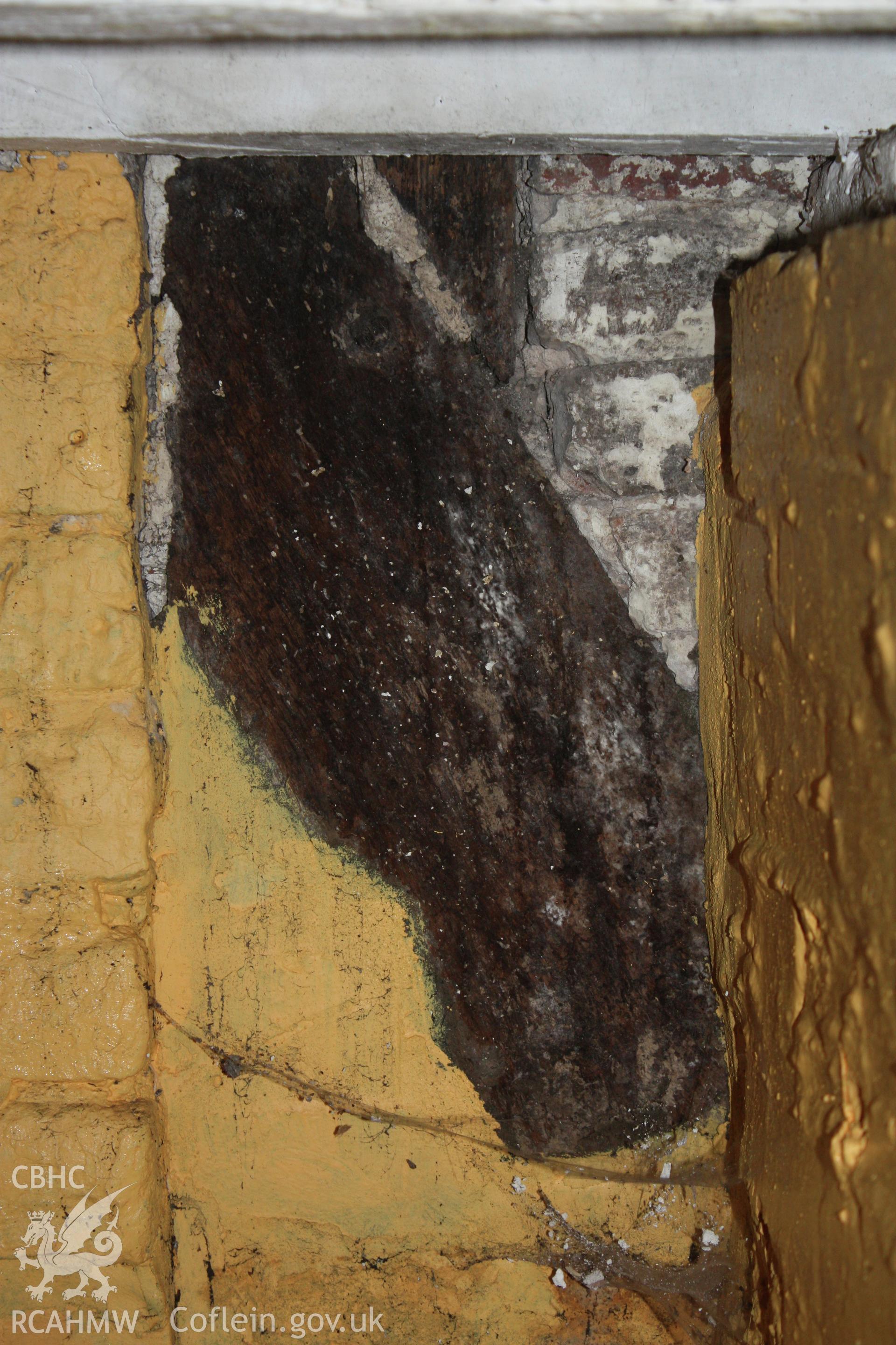 Rear wall brace, viewed from cellar