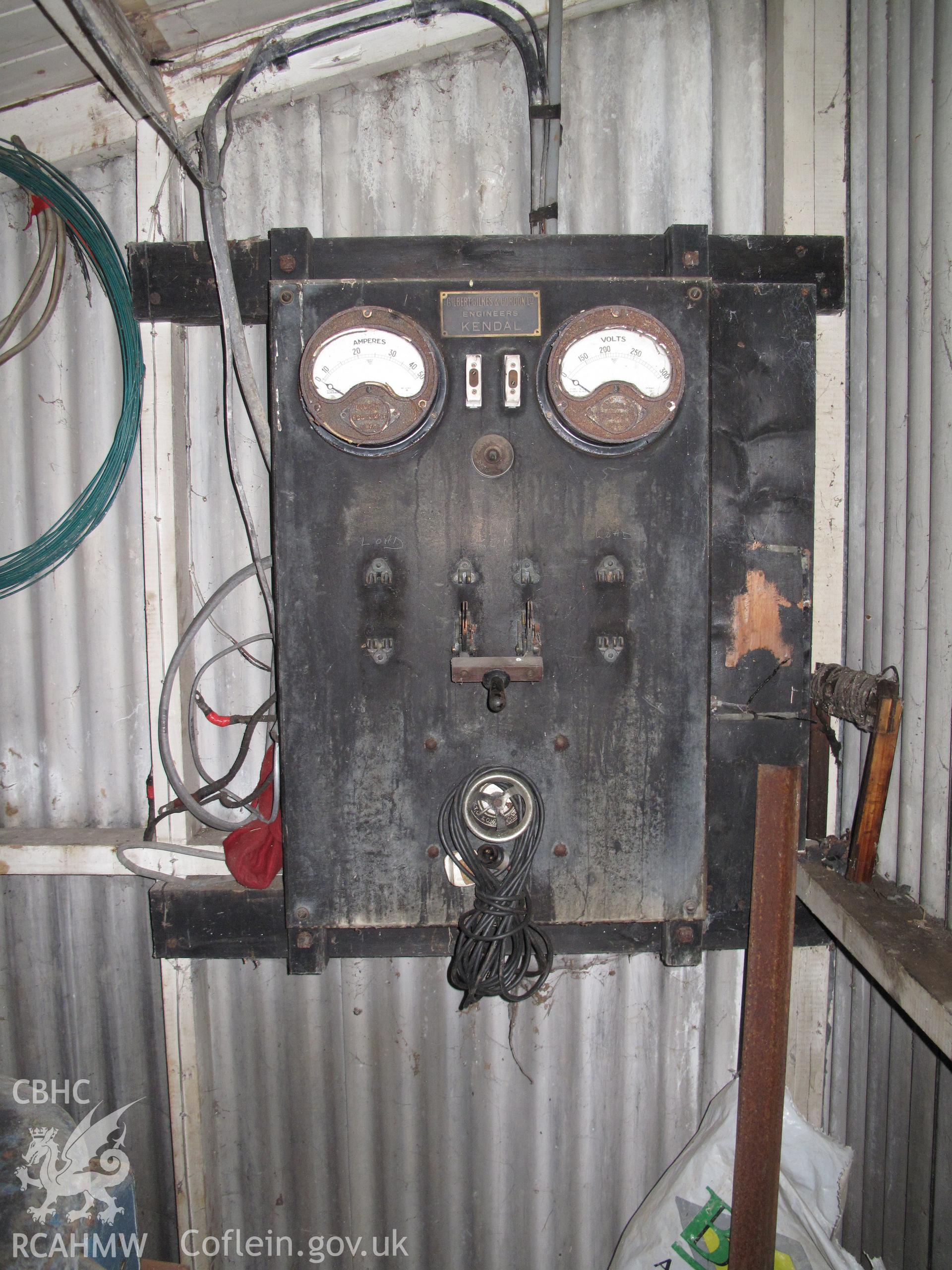 Switchboard, turbine house, Felindre Mill, Llanidloes.