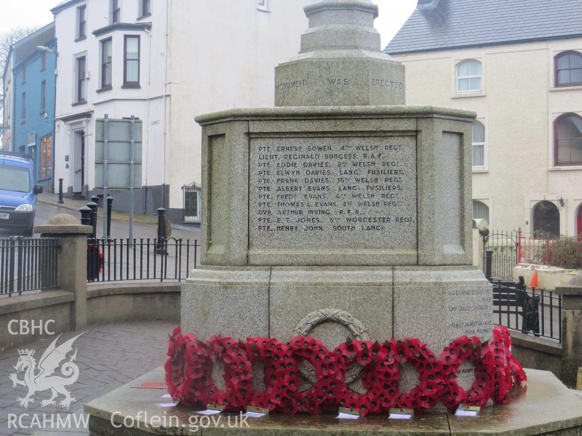 West face of pedestal.