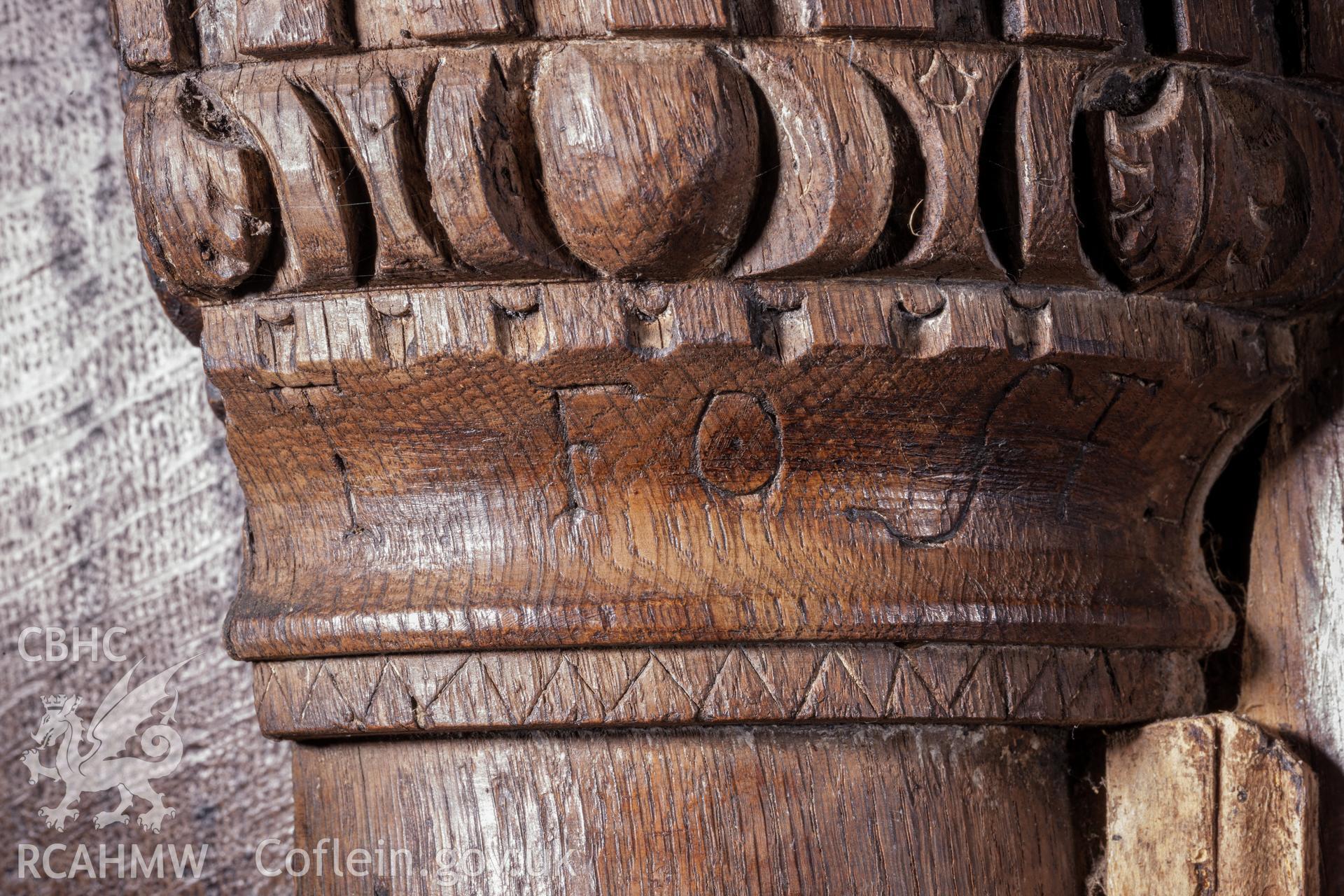 Detail of inscription on column bosses