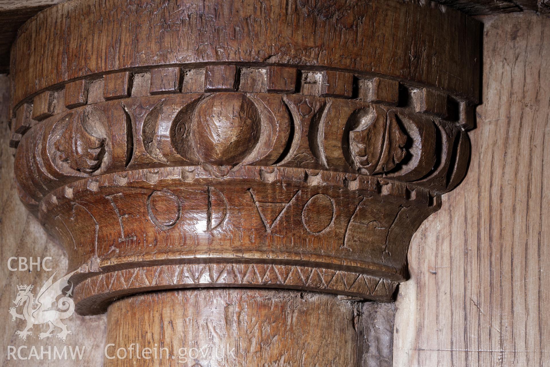 Detail of inscription on column bosses