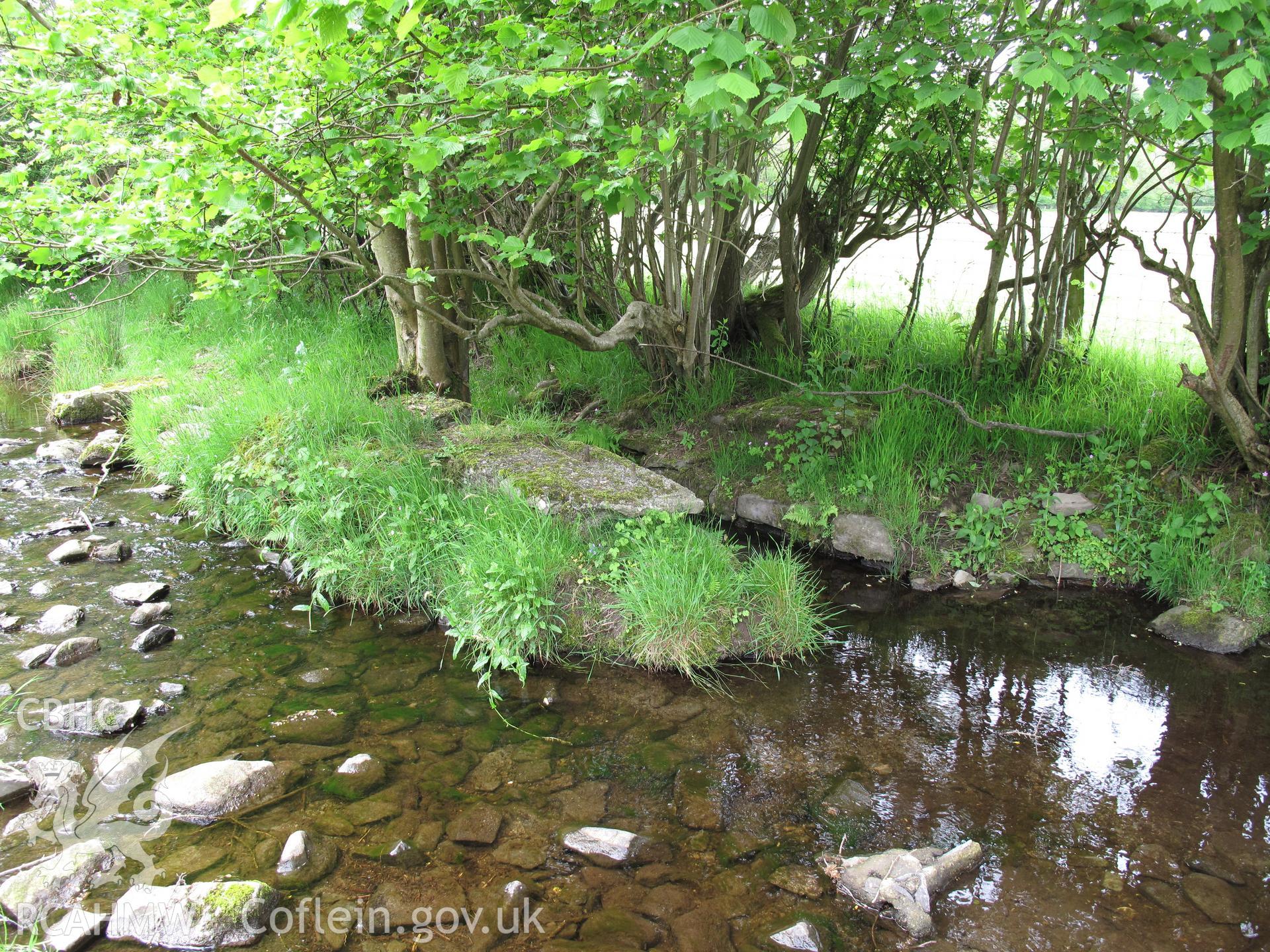 View from the northeast of the waterwheel pit, Great Abbey Farm, Strata Florida.