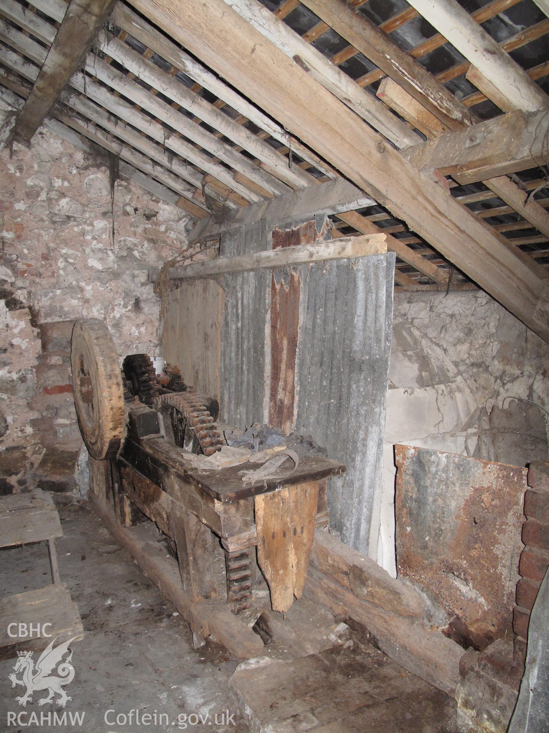 Waterwheel in Maes-y-coed Farm outbuilding.