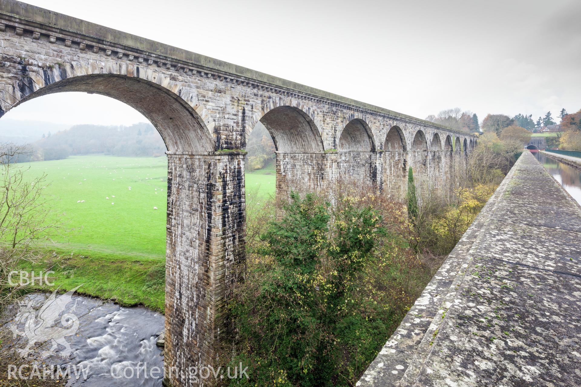 Railway viaduct viewed from the canal aquaduct, looking north northwest
