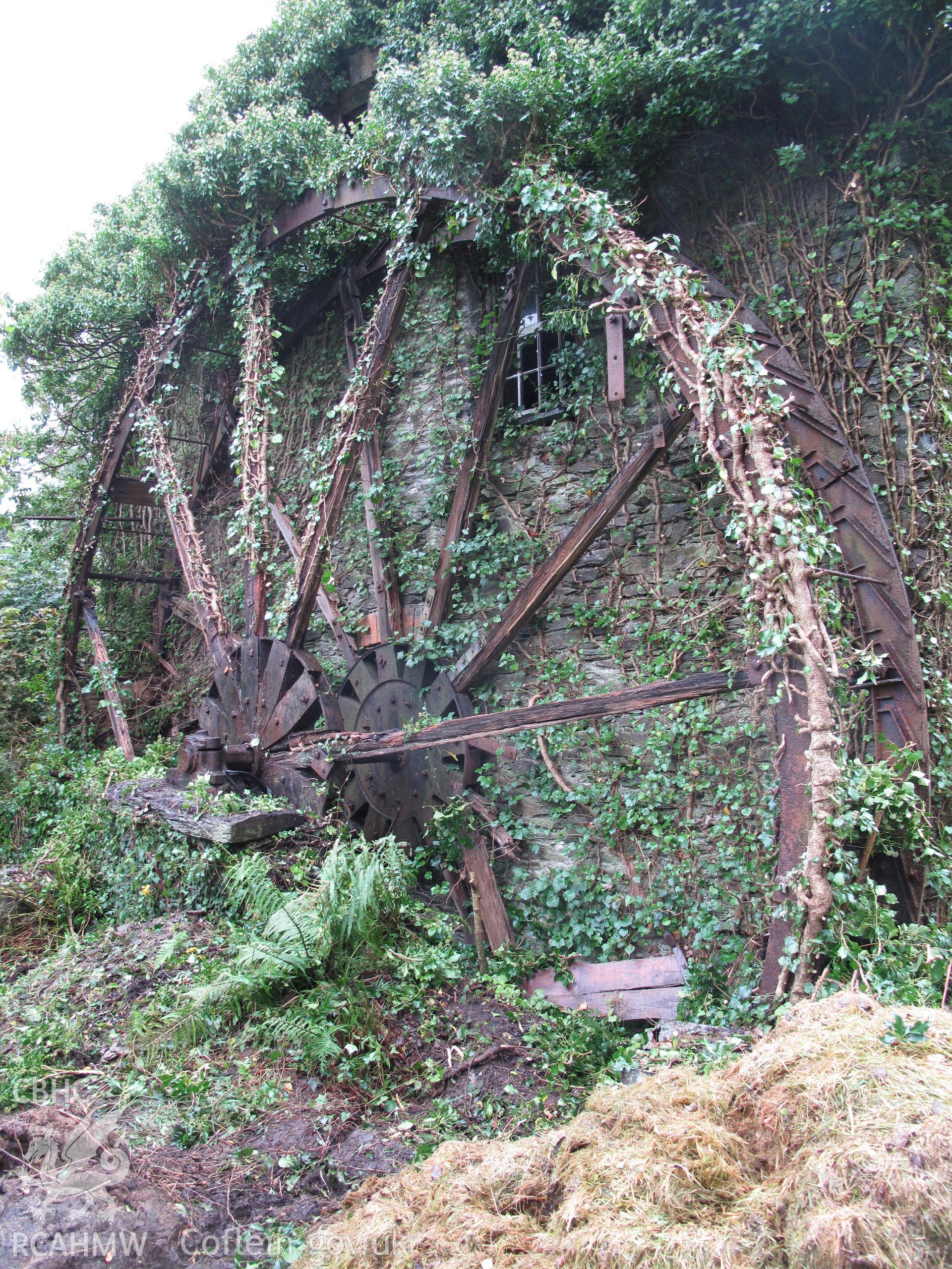 Waterwheel at Ceulan Woollen Mill, Talybont, from the south.