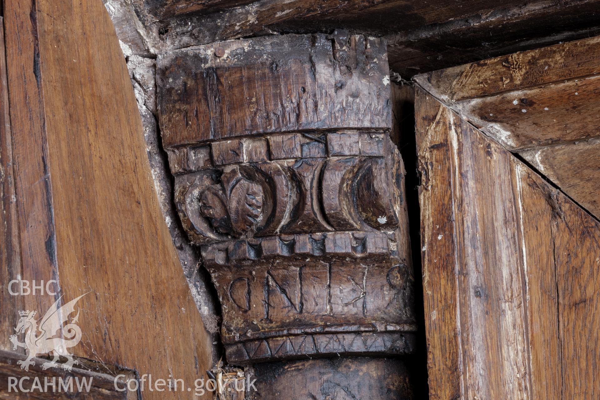Detail of inscription on column bosses