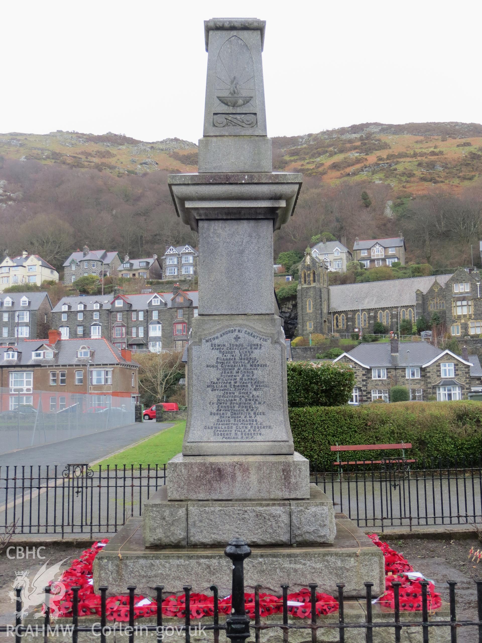Close-up view of monument.