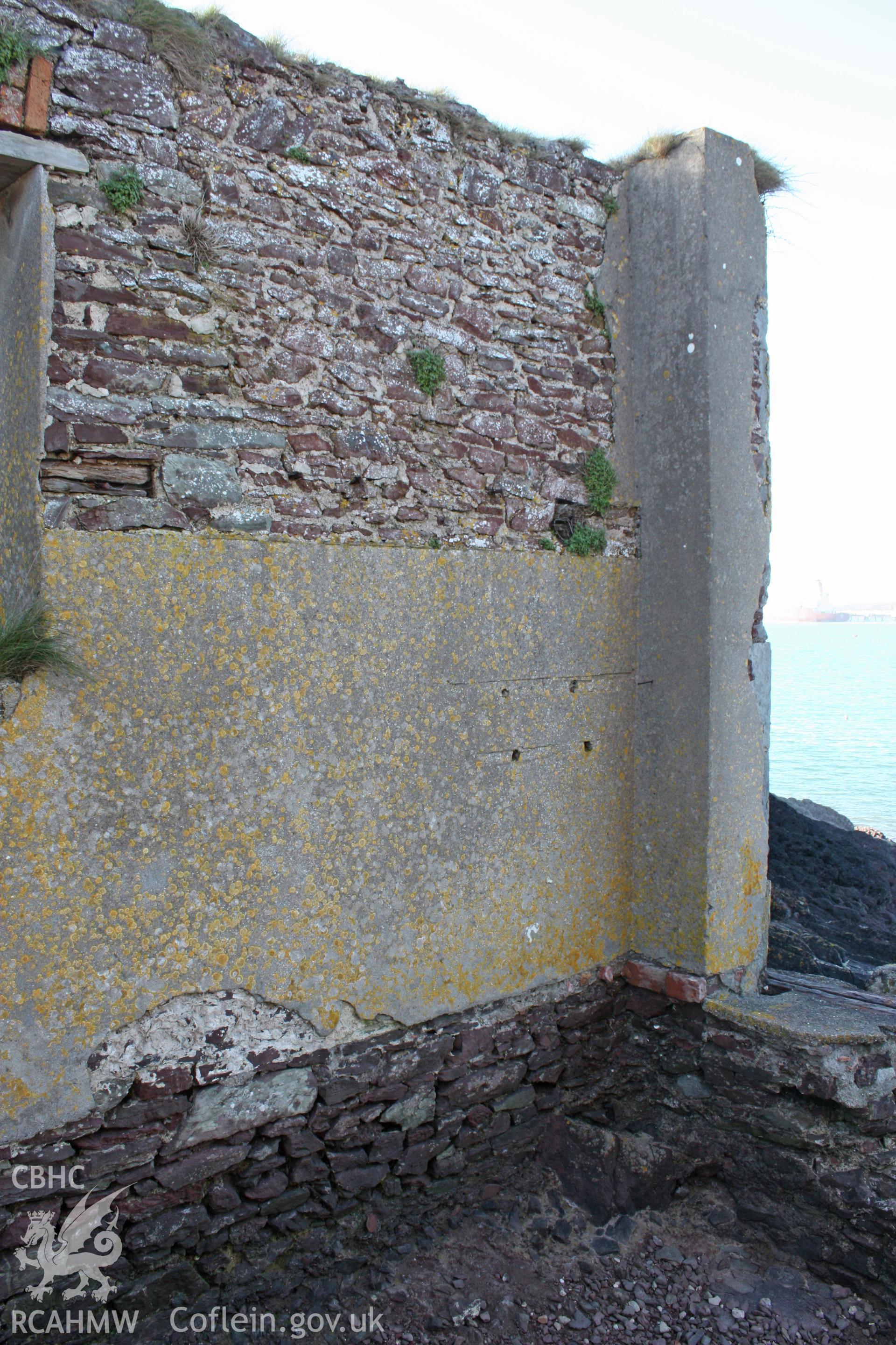 1st Angle Lifeboat Station, north-west end of west elevation showing door jamb