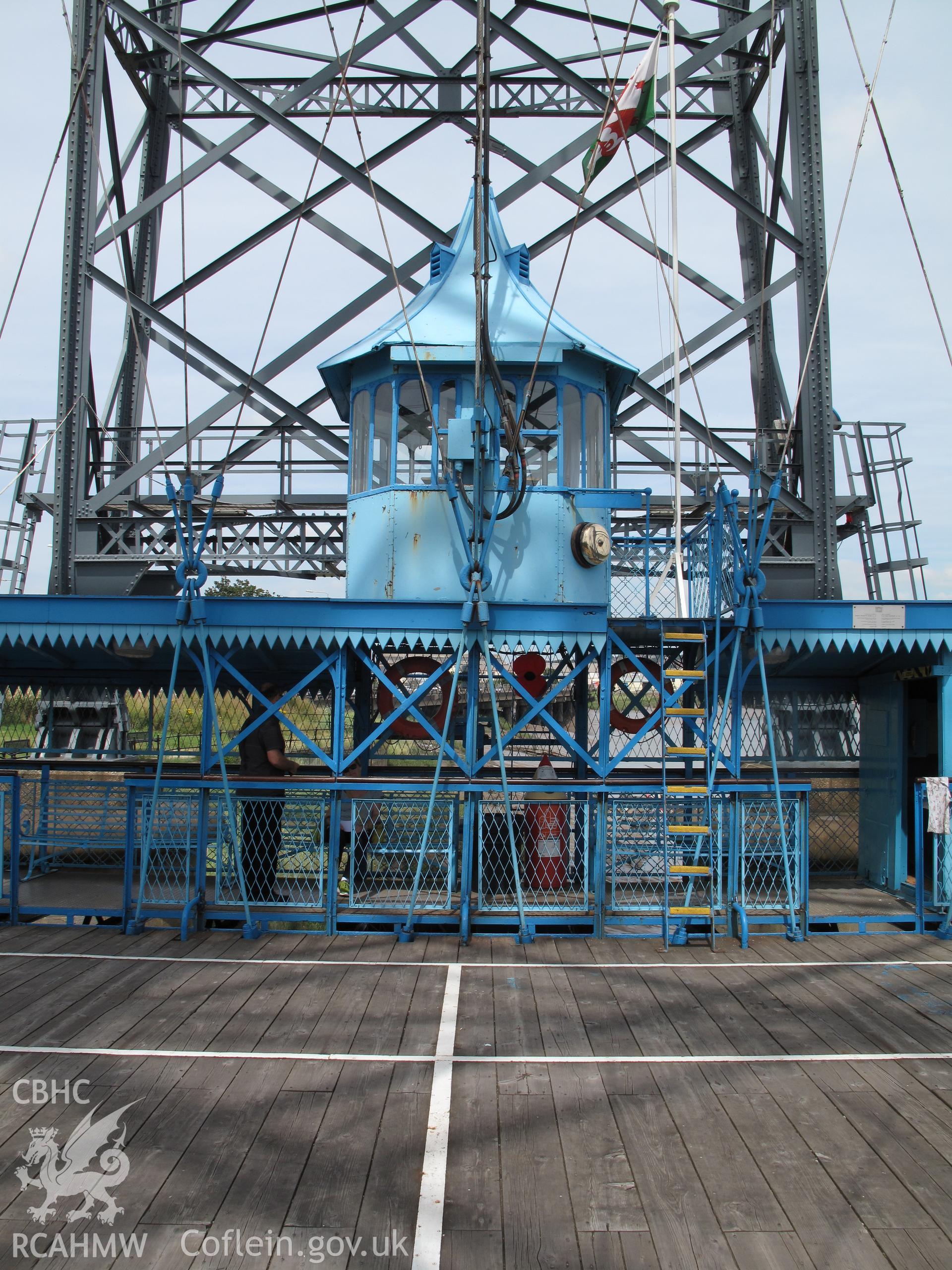 View of the gondola control house, Newport Transporter Bridge.