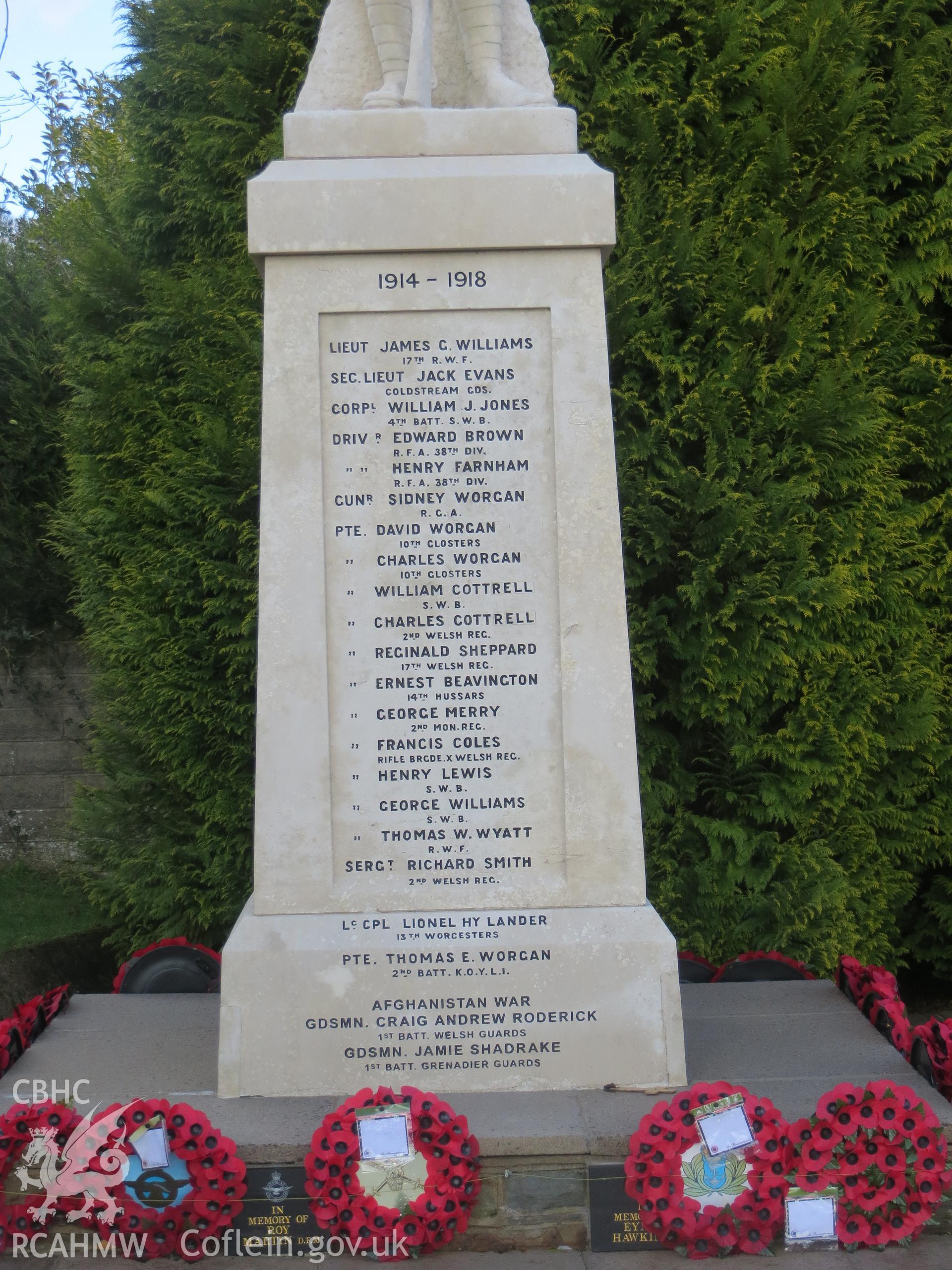 Front south face of pedestal.
