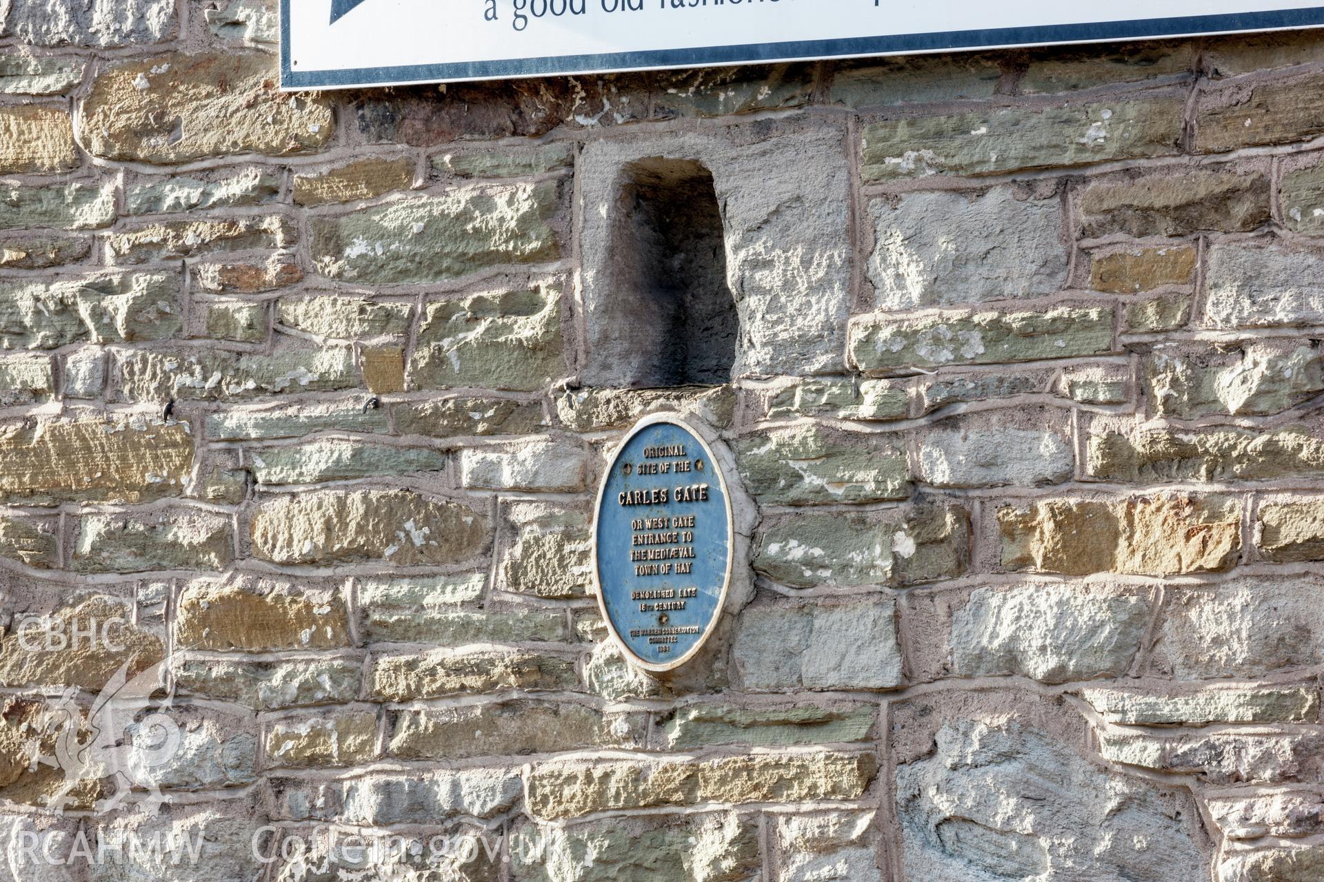 Detail of mediaeval wall fragment and plaque