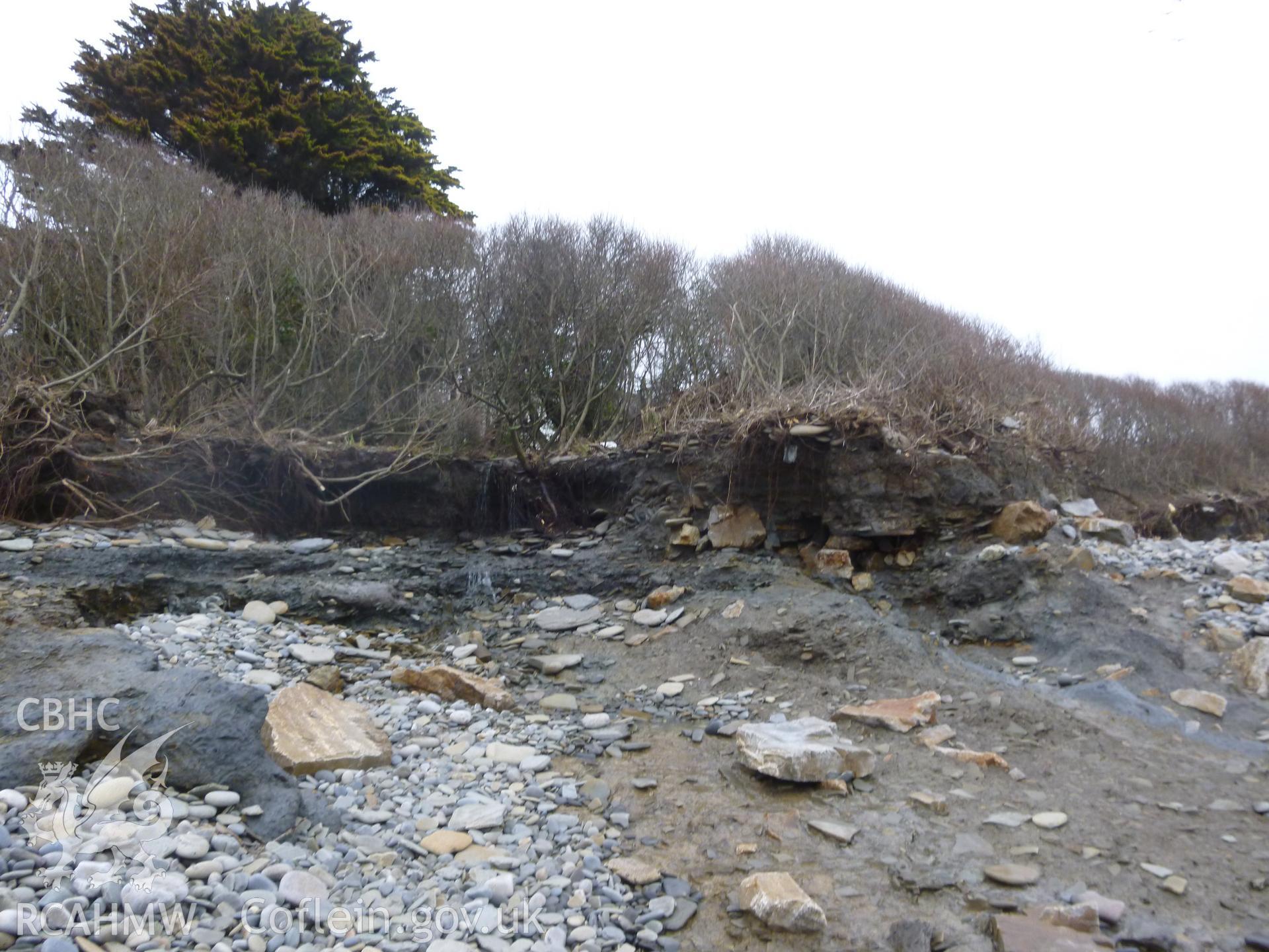 Remains of one of the walls of the mill building seen in section