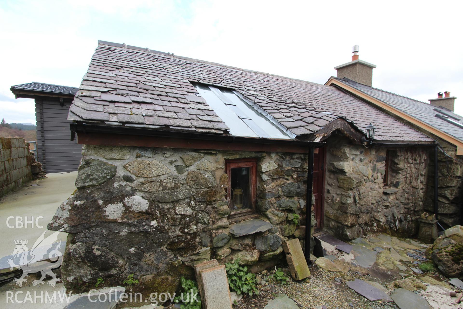 Exterior: cottage addition to west elevation of Hafodruffydd-uchaf, south elevation.
