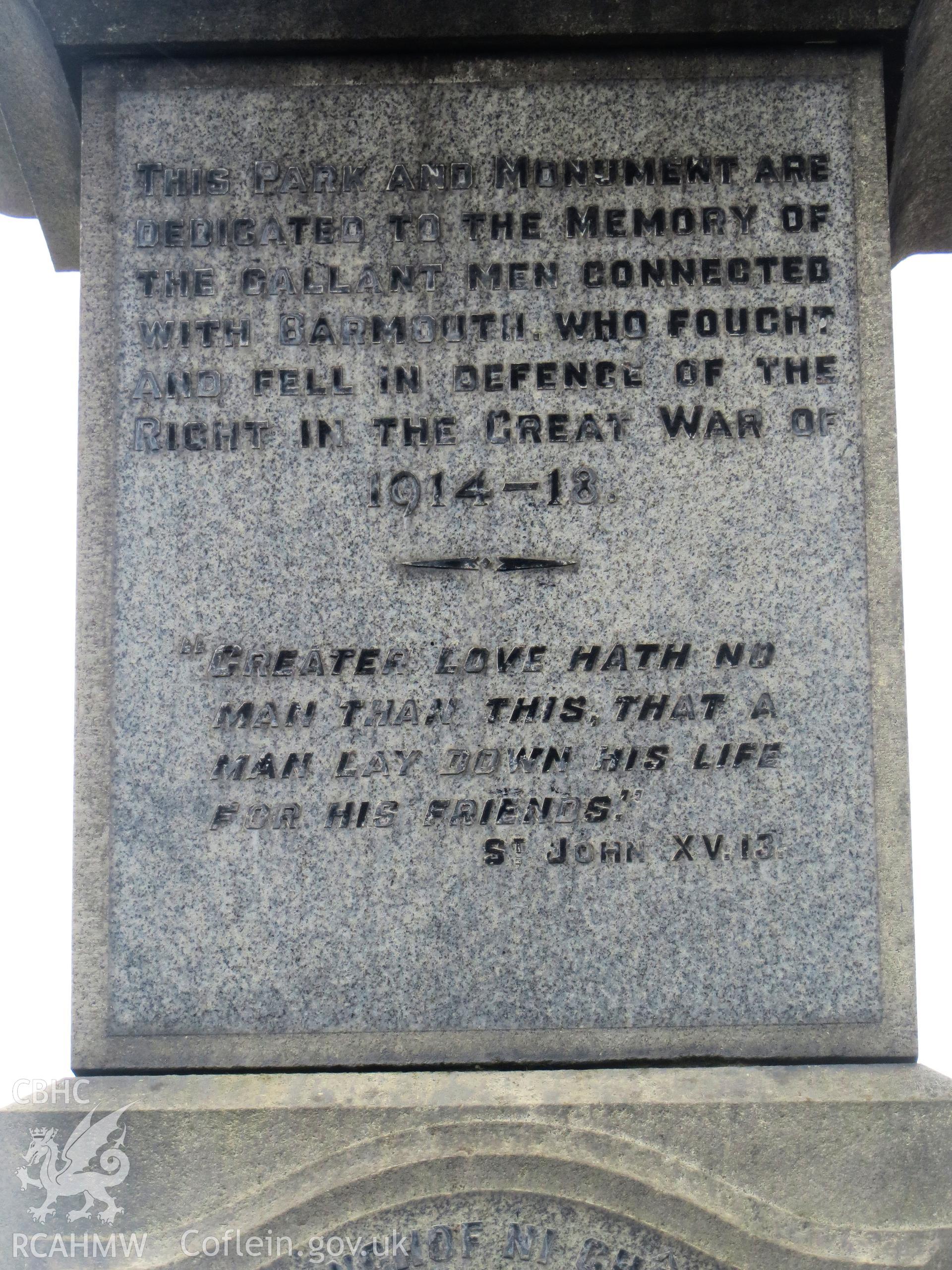 First World War dedication.