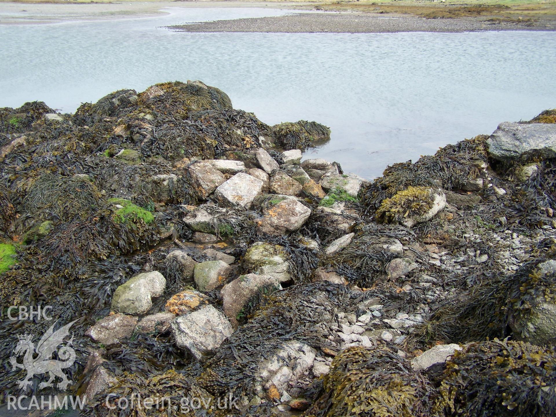 Main mill race/channel at southern end of dam (looking north), now blocked with stones
