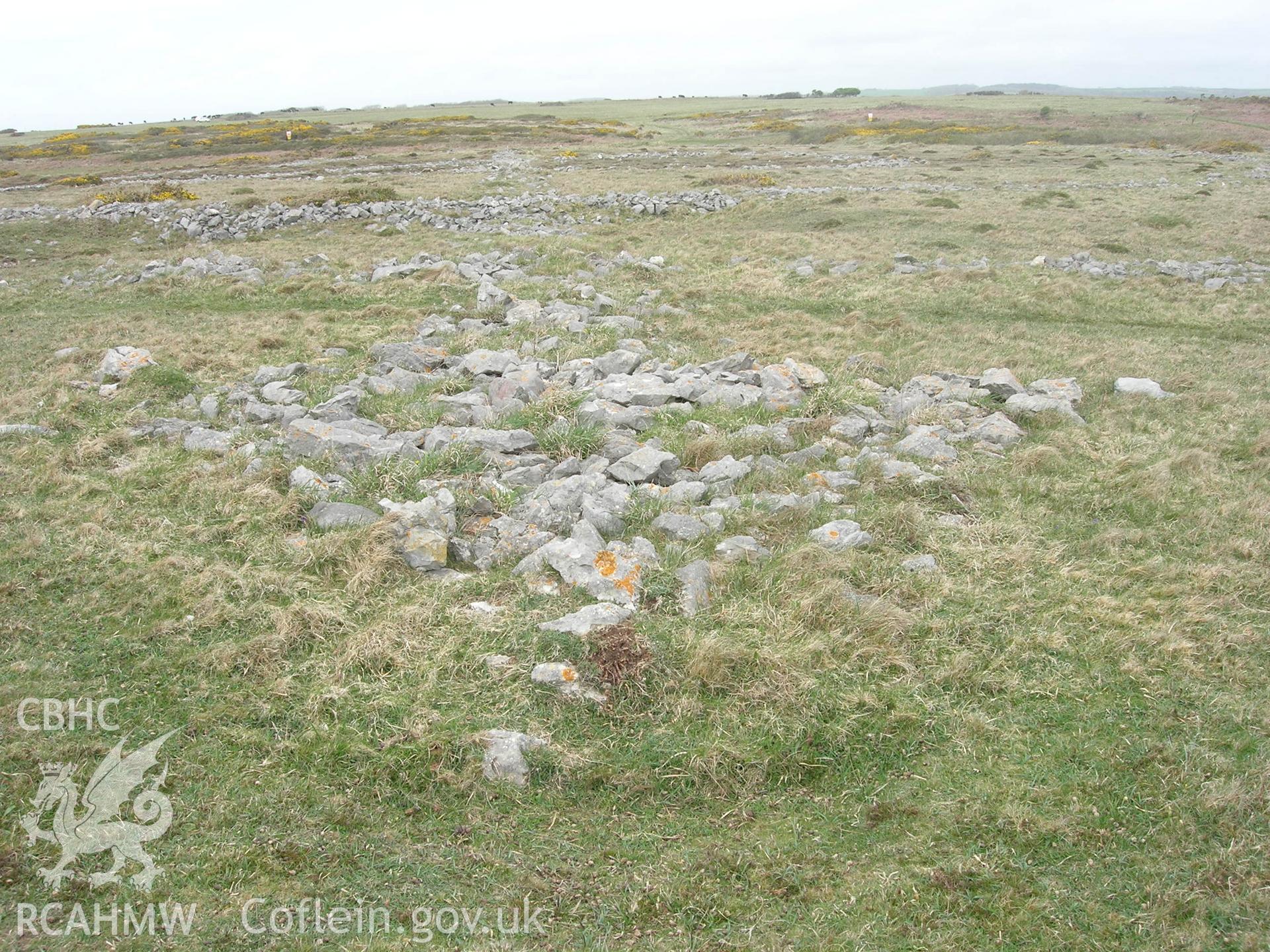 Looking north-northwestwards along the orientation of the arrow (point in foreground)