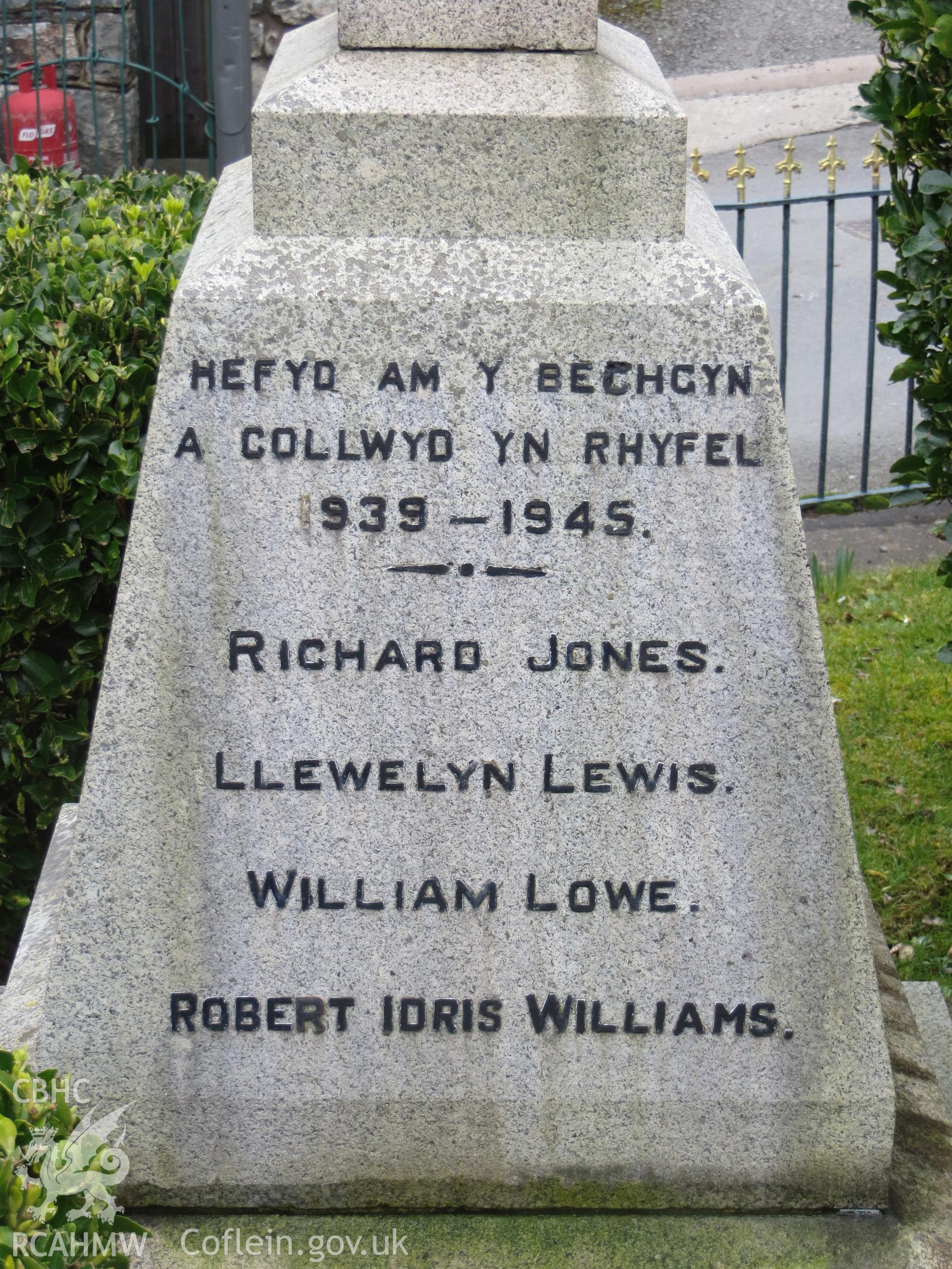 Inscription on west face of pedestal.