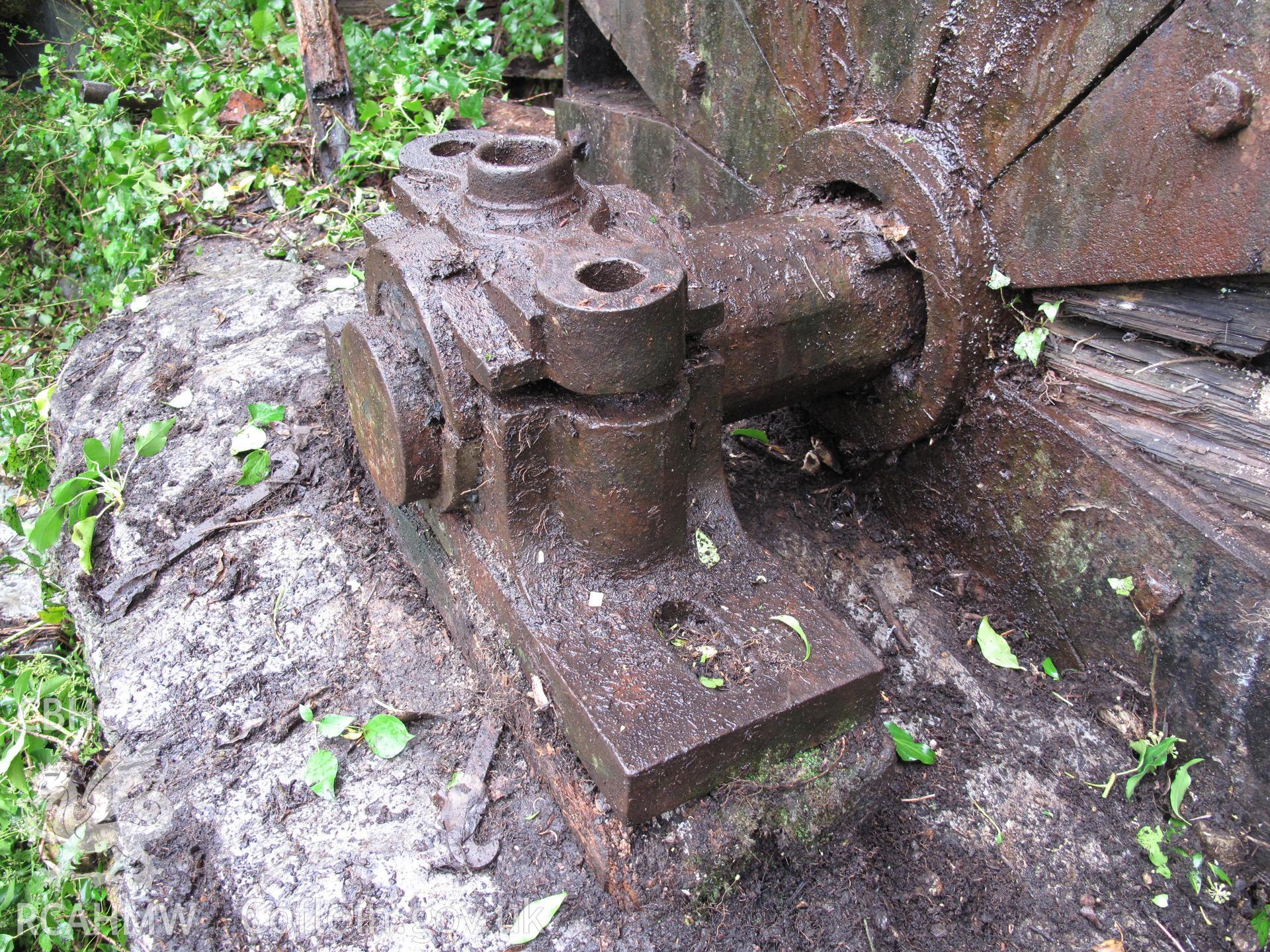 Detail of waterwheel outside bearing at Ceulan Woollen Mill, Talybont.