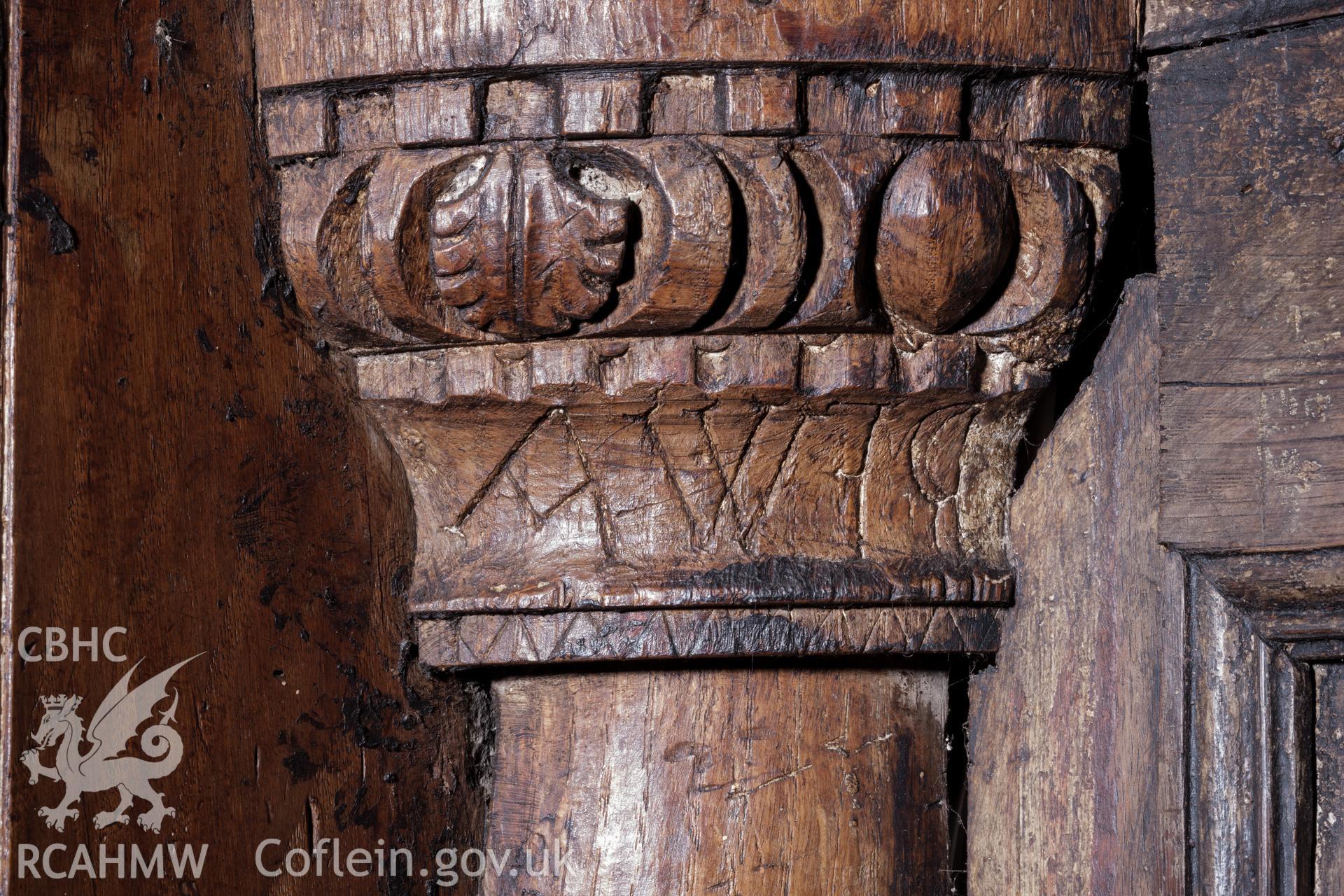 Detail of inscription on column bosses