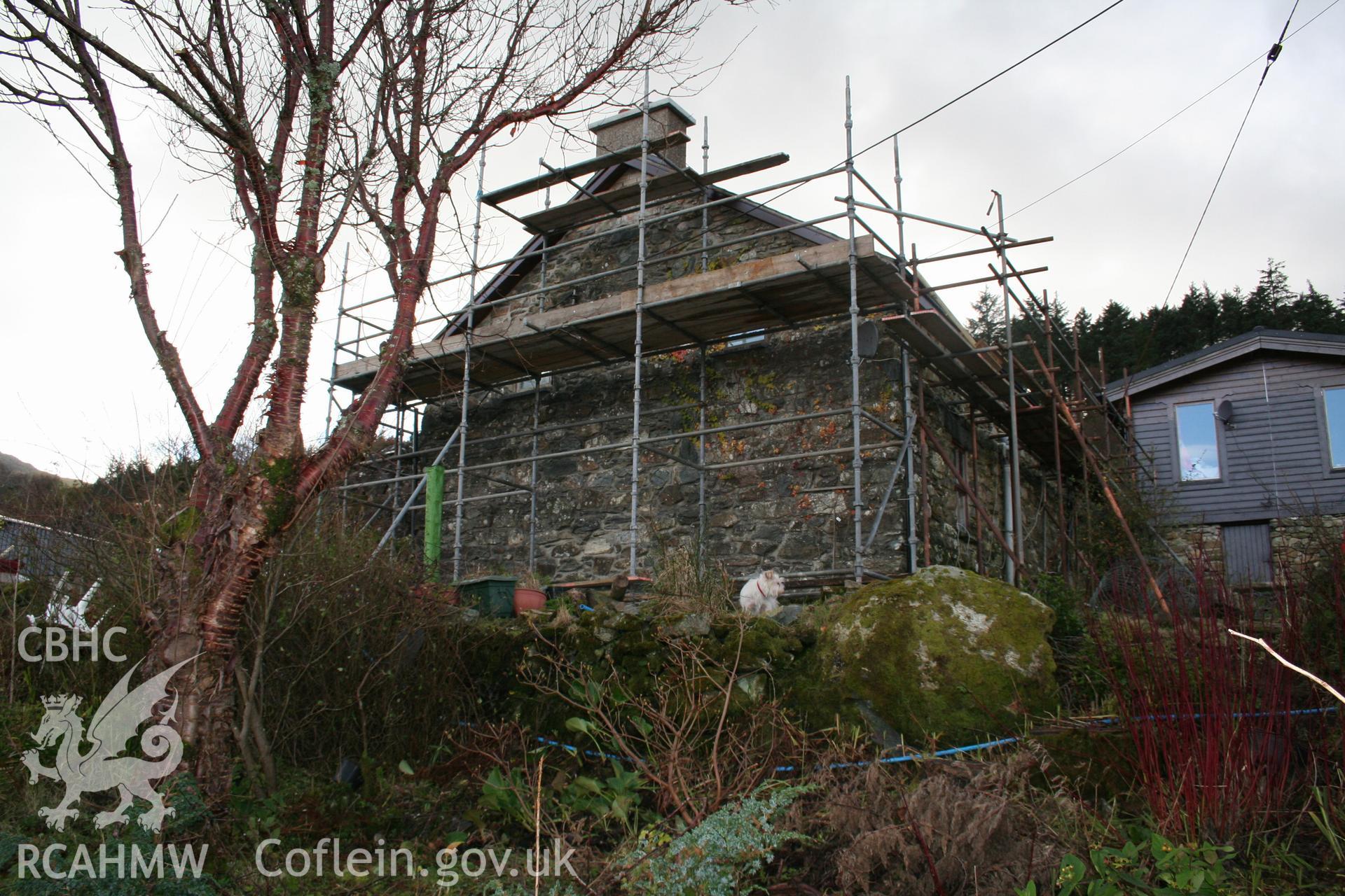 Exterior: east elevation, showing platform.