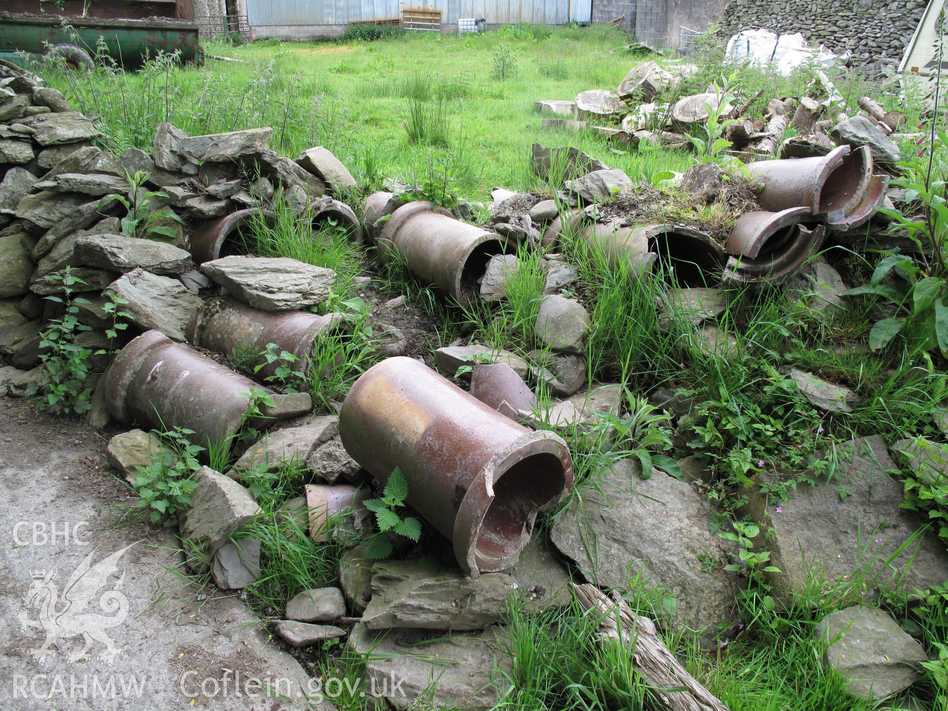 Pipes probably used for water supply to the waterwheel, Great Abbey Farm, Strata Florida.