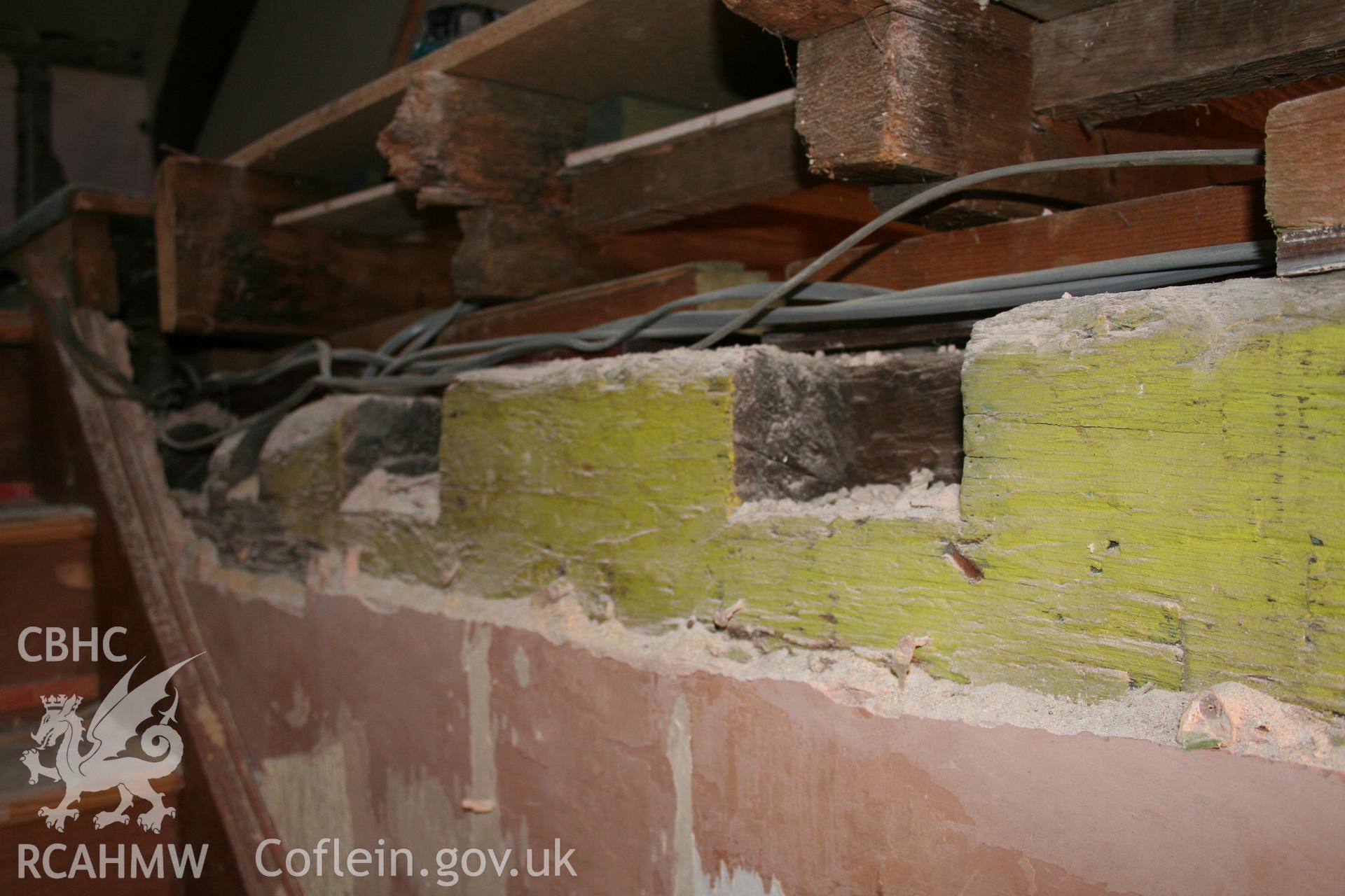 Interior: transverse beam with joist sockets.