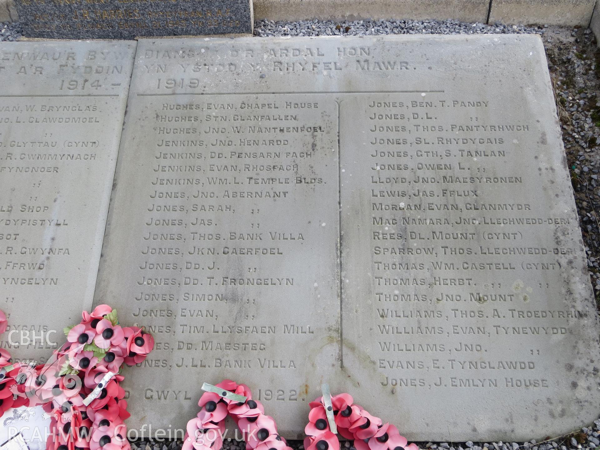 Inscribed list of serving men and women from the parish.