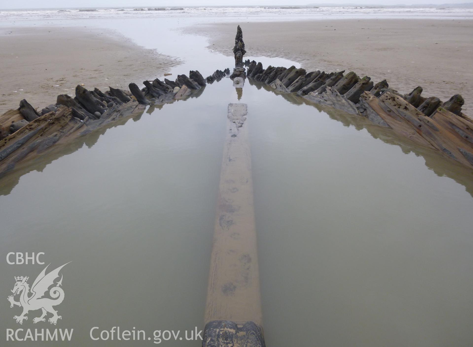 View along the keelson to the stern of the vessel