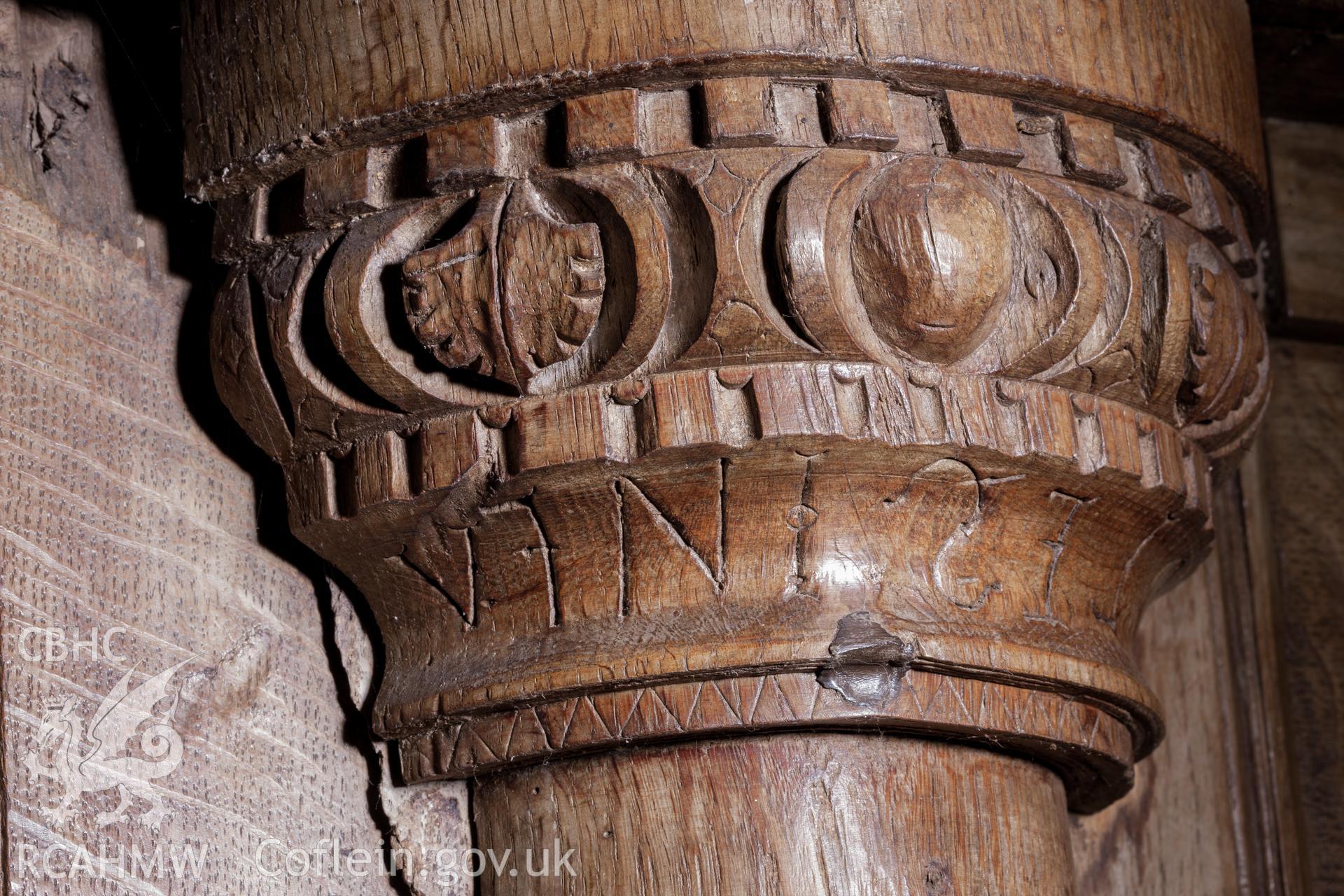 Detail of inscription on column bosses