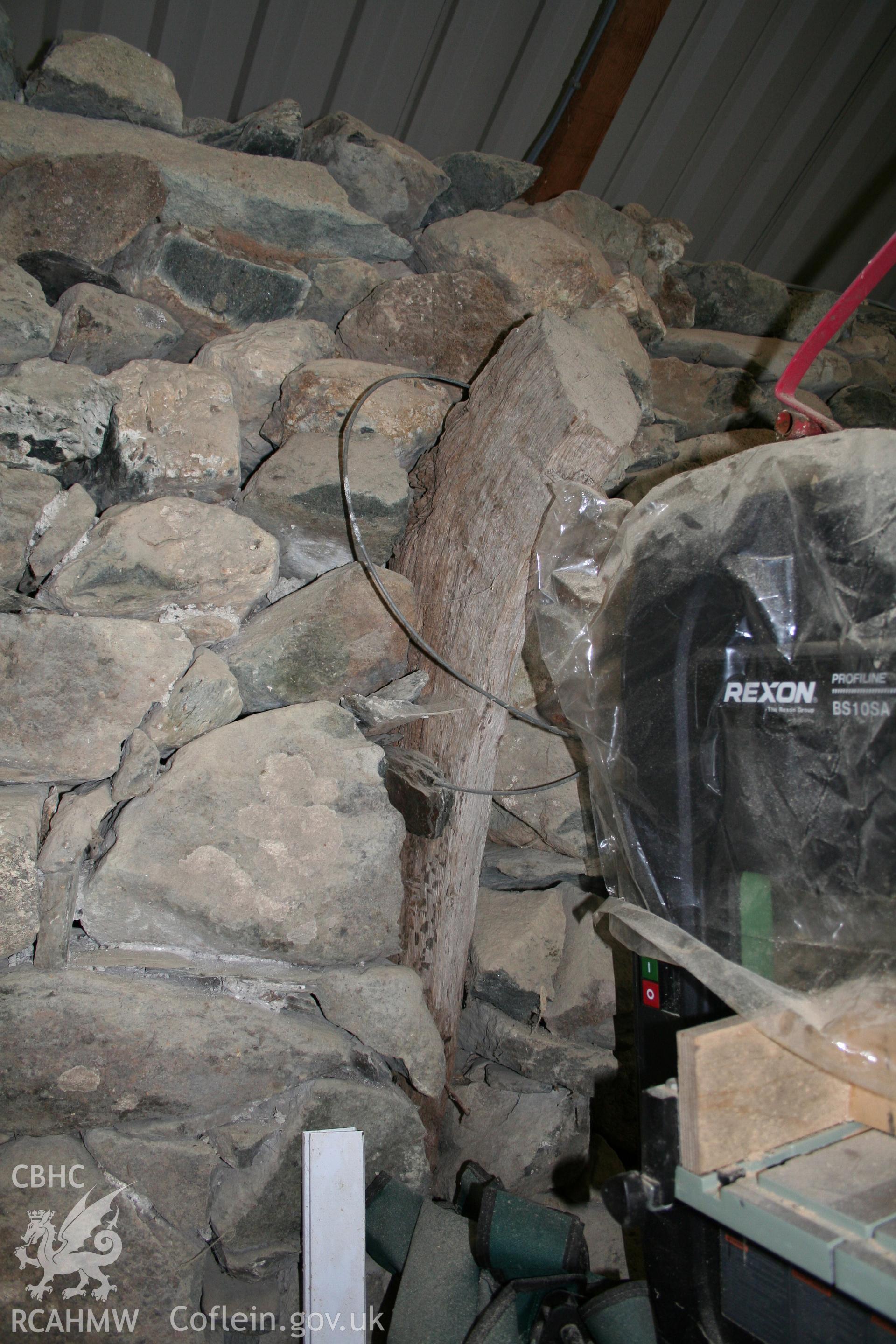 Interior: remains of cruck in dower house.