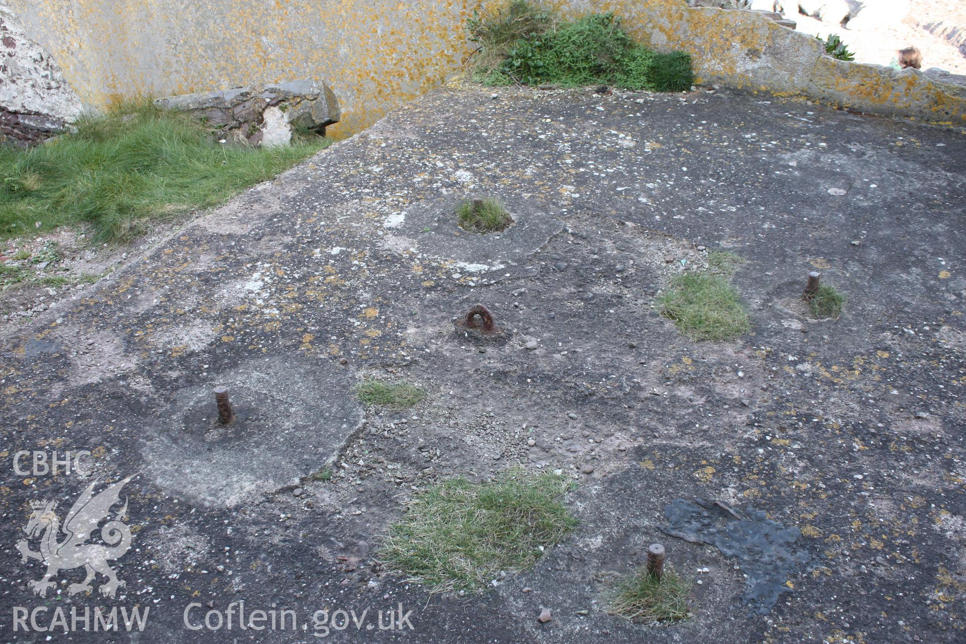 1st Angle Lifeboat Station, detail of fittings in floor of southern extension, probably for a winch