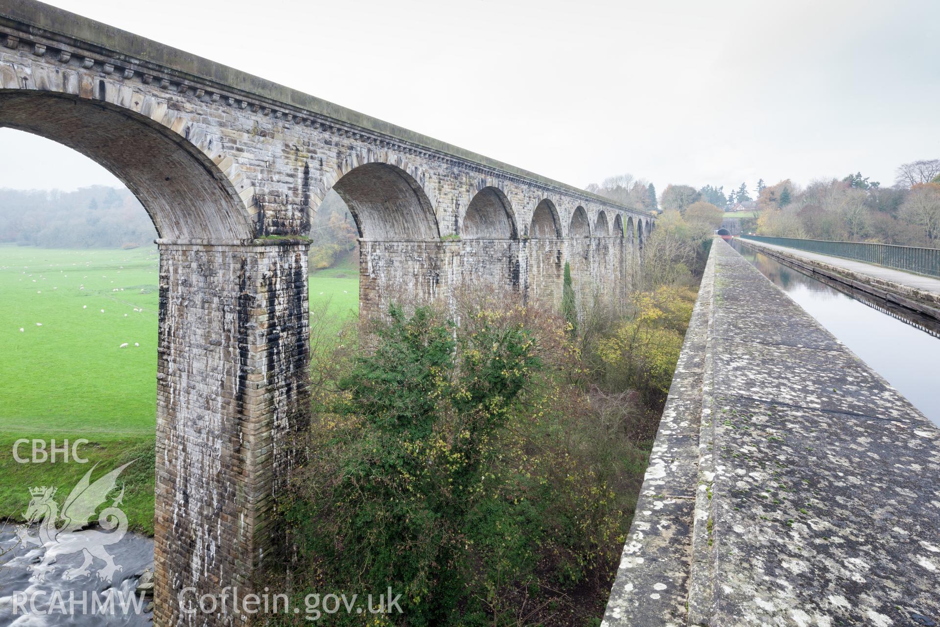 Railway viaduct viewed from the canal aquaduct, looking north northwest