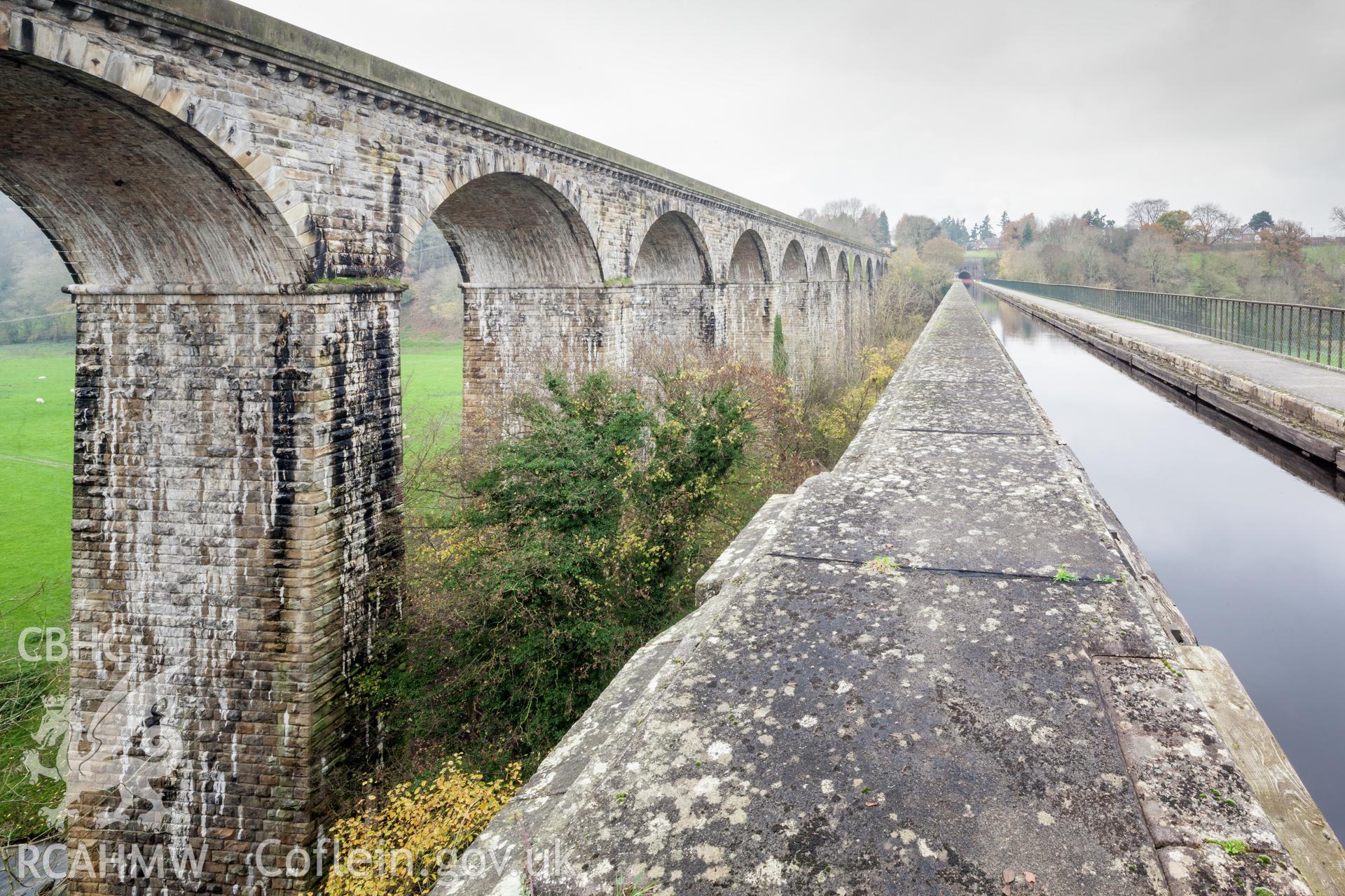 Railway viaduct viewed from the canal aqueduct, looking north northwest