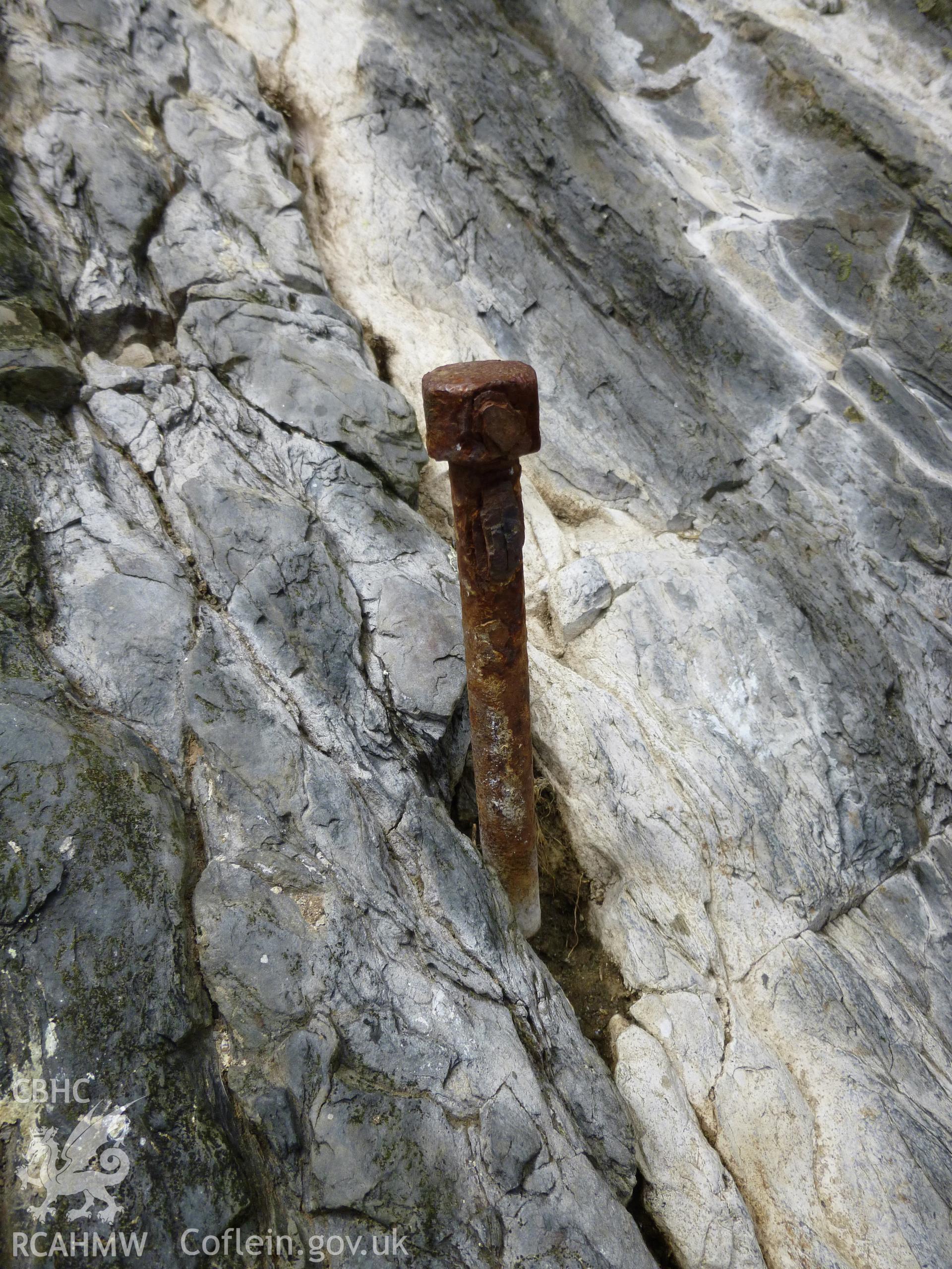 East Landing Point, Cardigan Island. Holding down bolt associated with crane.