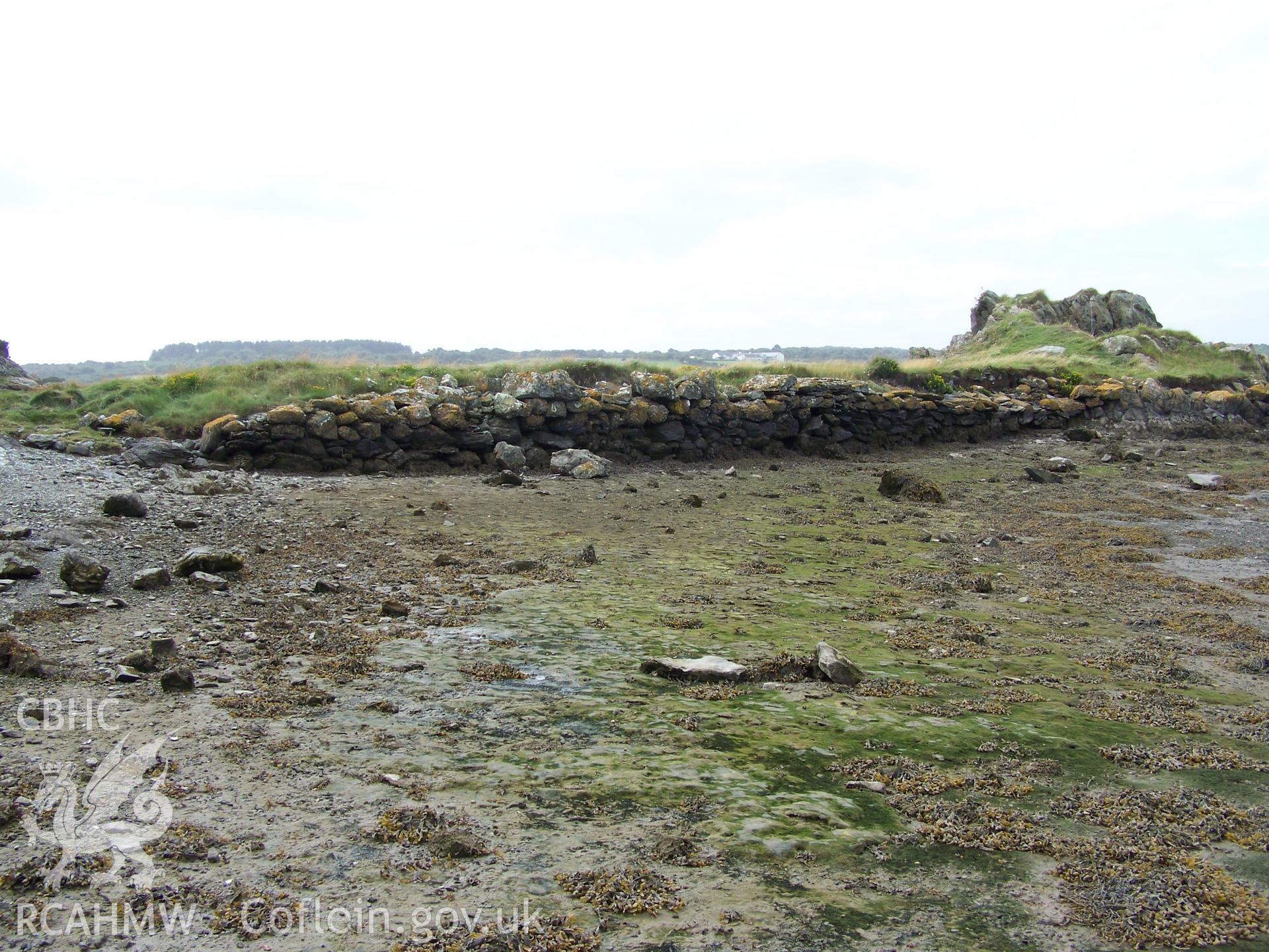 Rubble stone revetment protecting the spit of land extending to the mill platform (viewed from north)