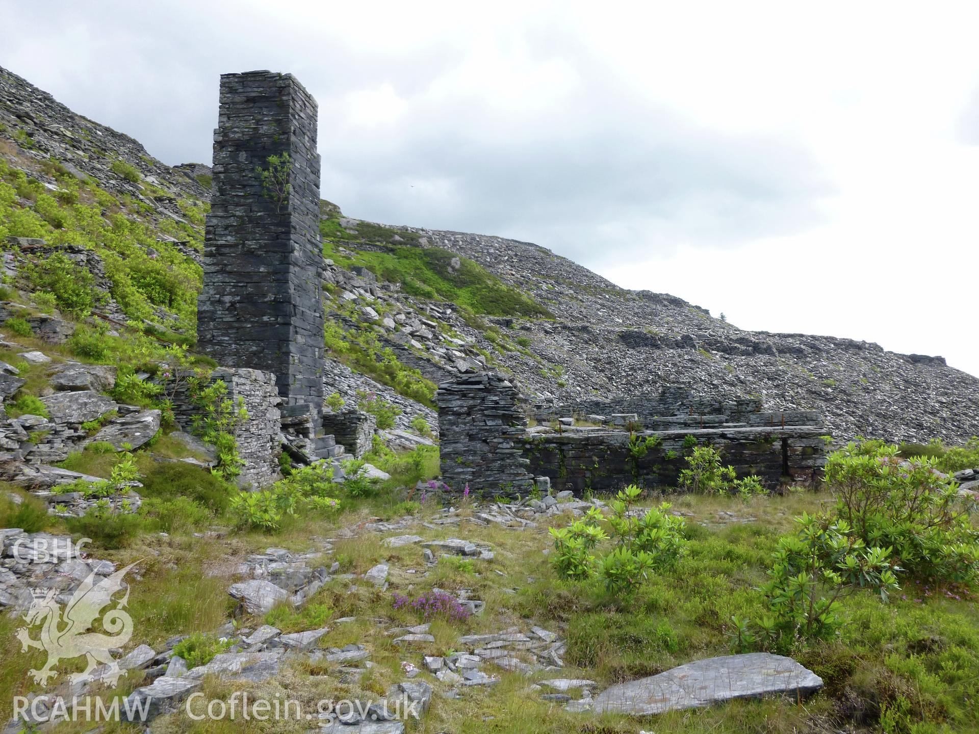 Alabama Slate Mill, Floor 2, Diffwys Quarry. Engine house and chimney.
