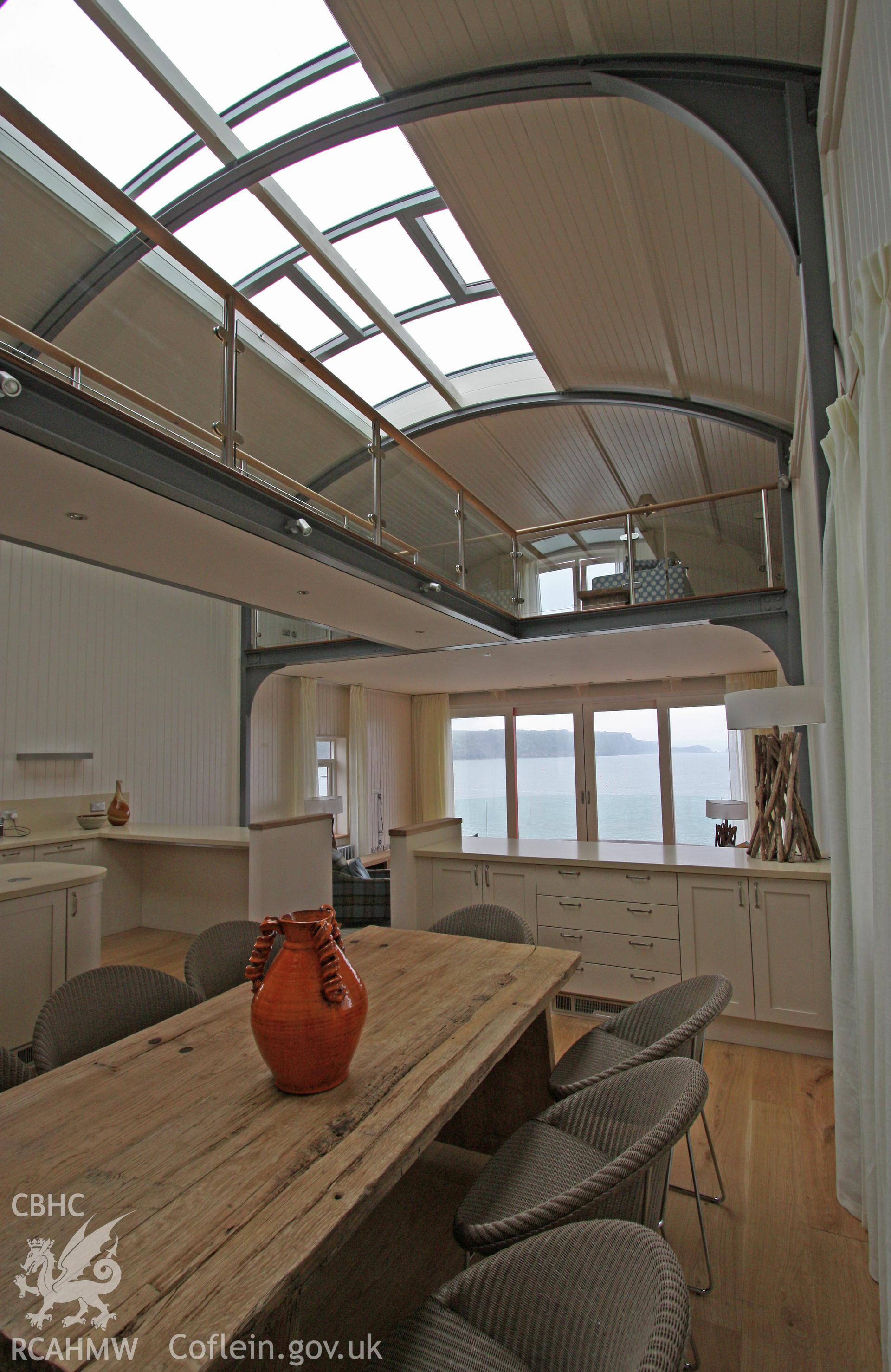 Ground floor interior of converted lifeboat station looking north