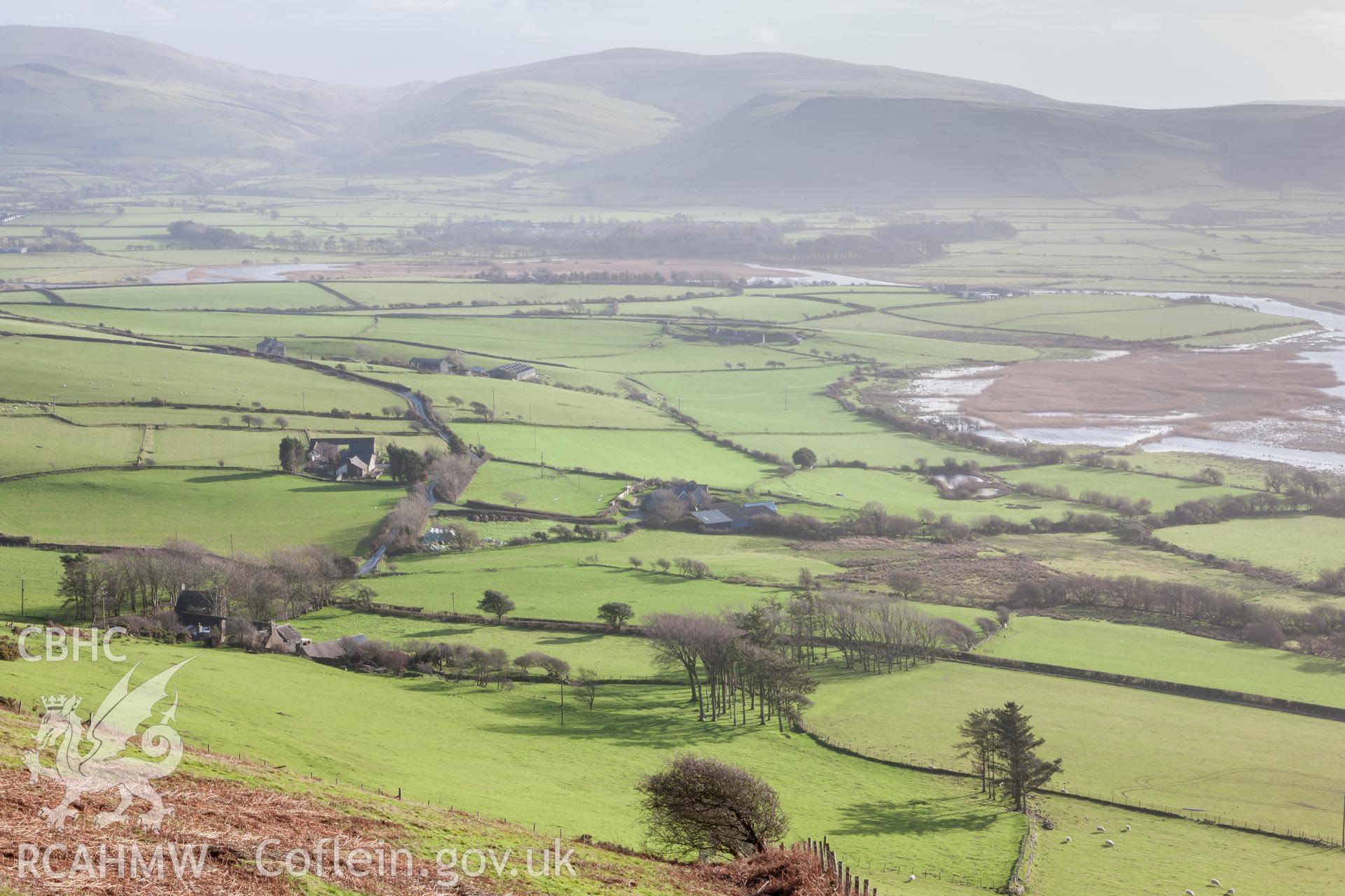 Distant view from the northwest, farm in left foreground