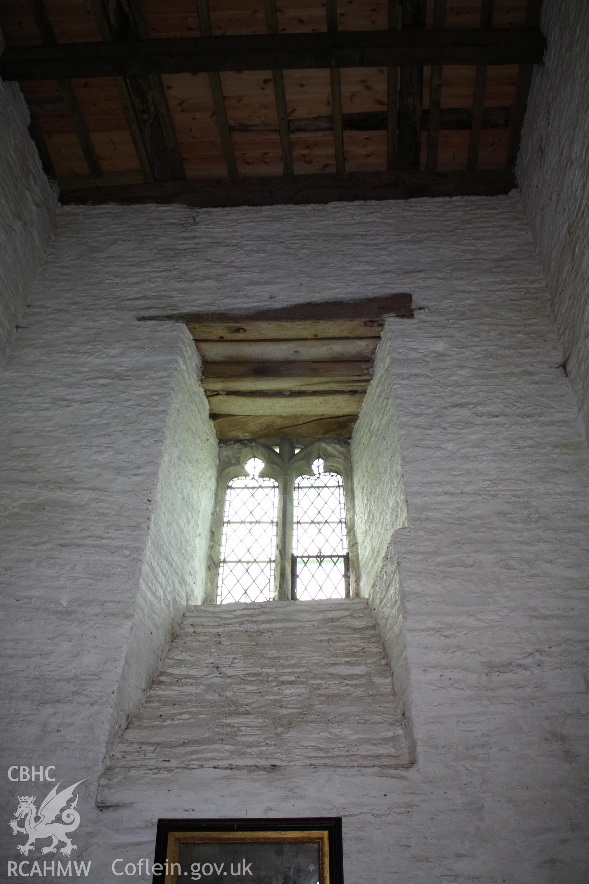 St Mary's Church, Pilleth. Interior view of the tower window.