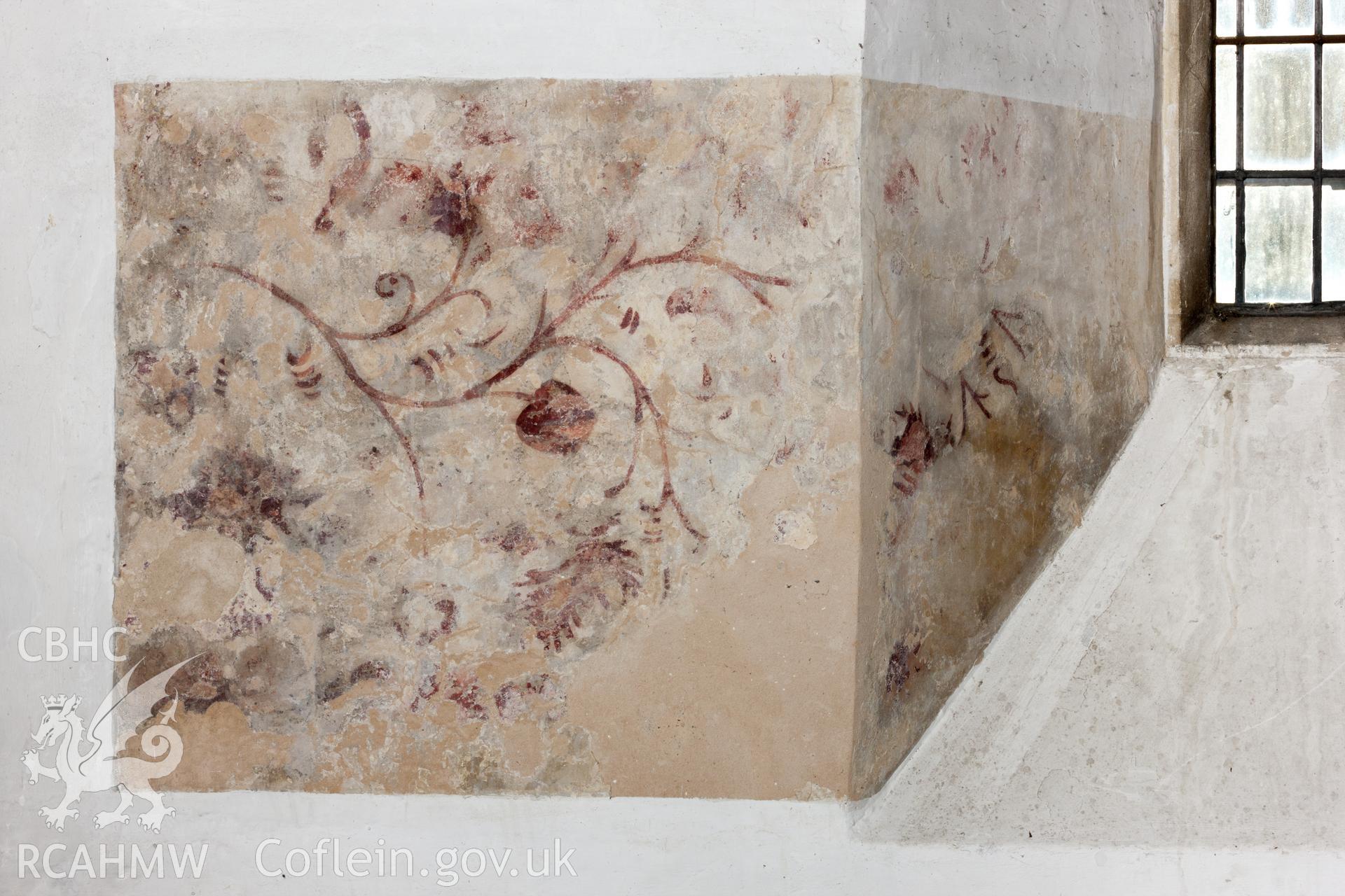 Wall painting around window reveal south wall of chancel