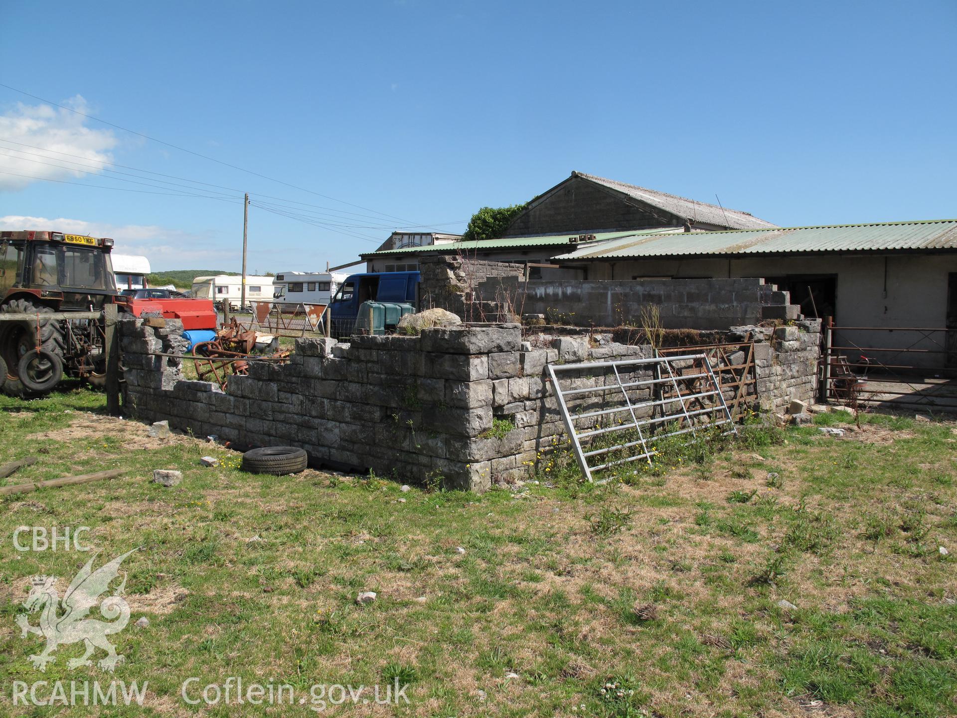 View from the northwest of the goods shed, St Mary Church Road Railway Station.