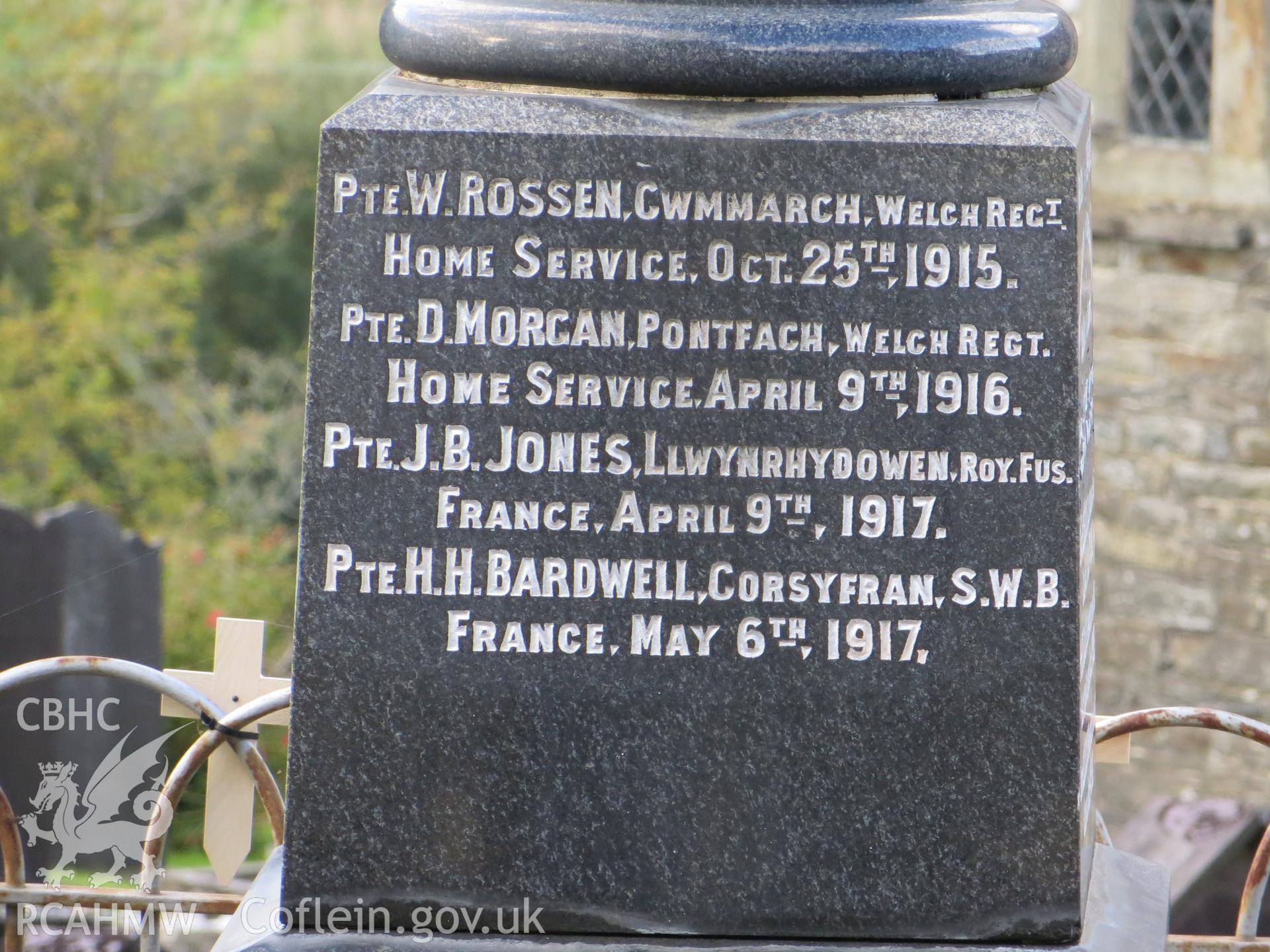 South-east face inscription.