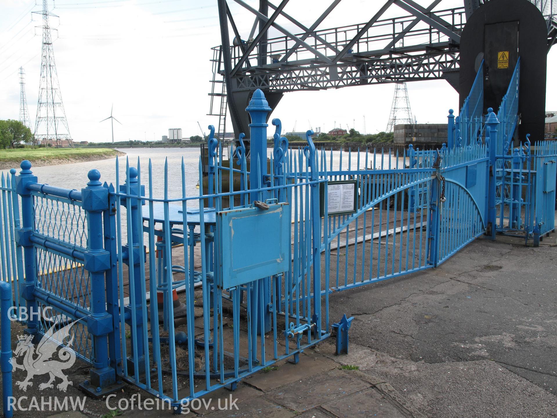 View of the western gates, Newport Transporter Bridge.