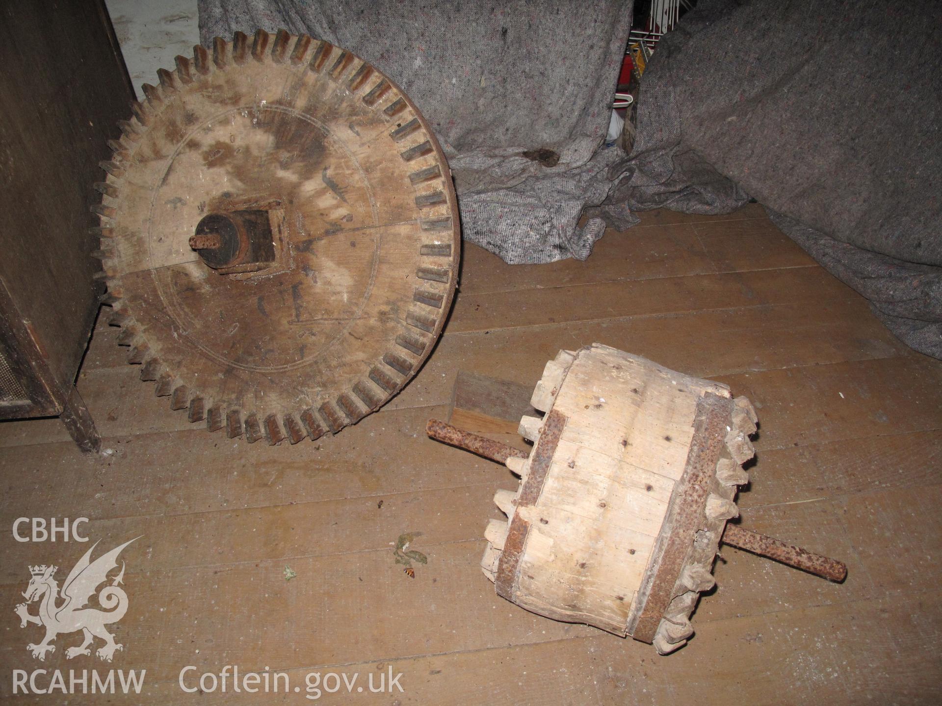Interior of grist mill at Felin Isaf, Glan Conwy.