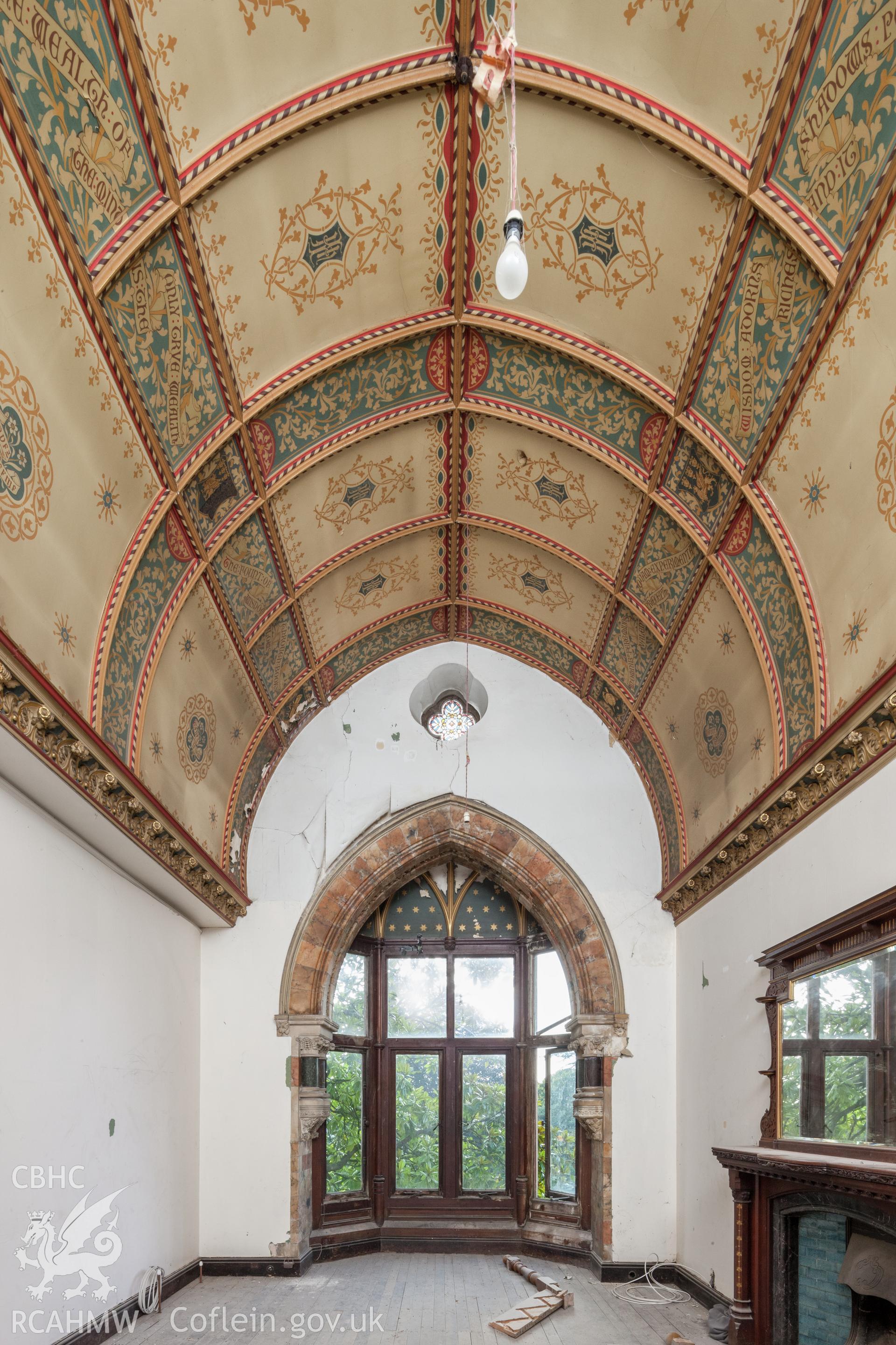 First floor, painted barrel ceiling, with window