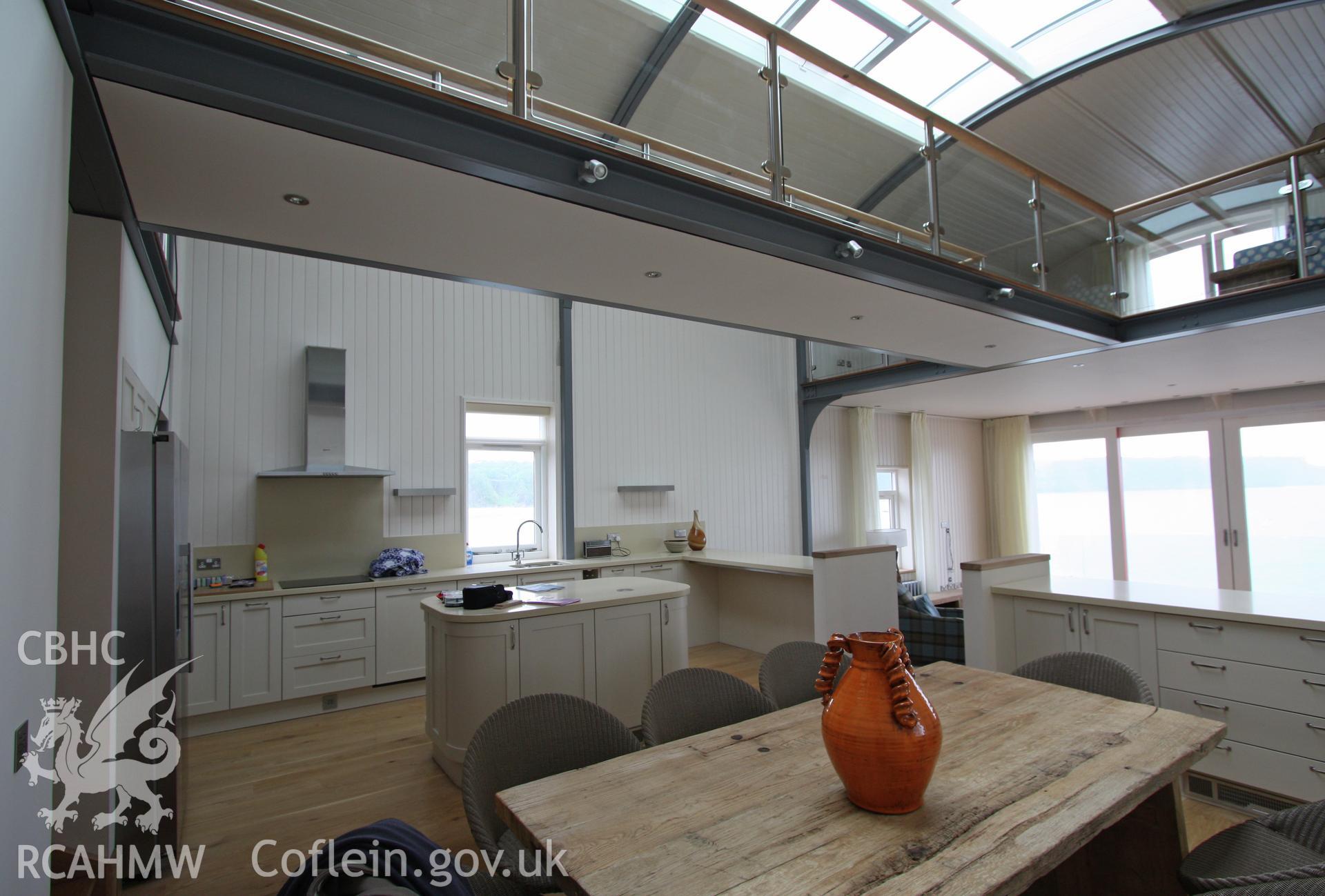 Ground floor interior of converted lifeboat station looking north