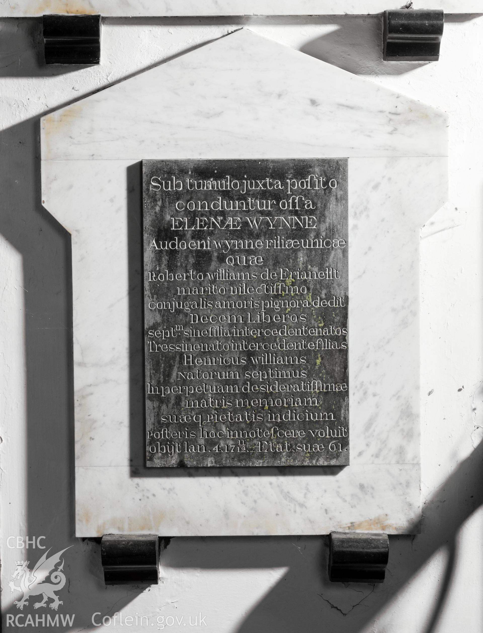 Memorial plaque on north wall (bottom)