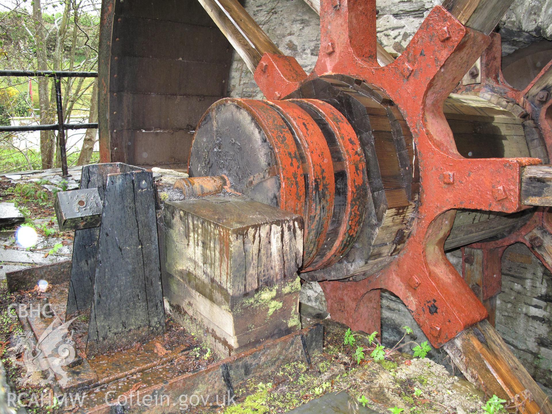 Detail of waterwheel for corn mill at Felin Isaf, Glan Conwy.